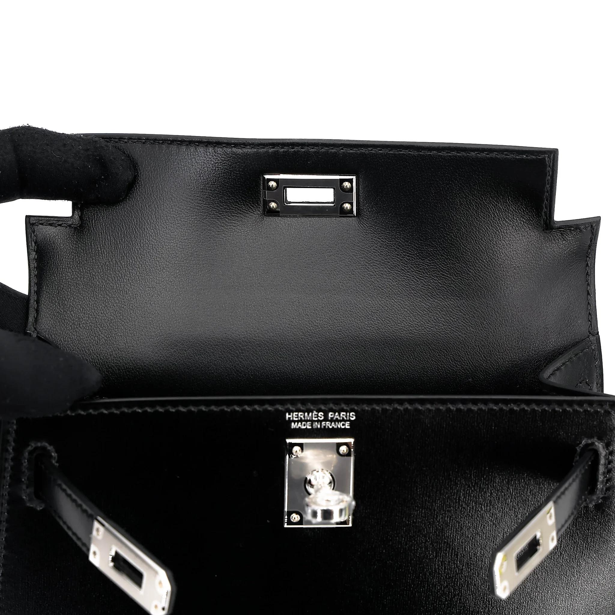 Brand New ( Rank N ) HERMÈS Mini Kelly II Noir (89) Box-calf Palladium hardware G (2026) - 12
