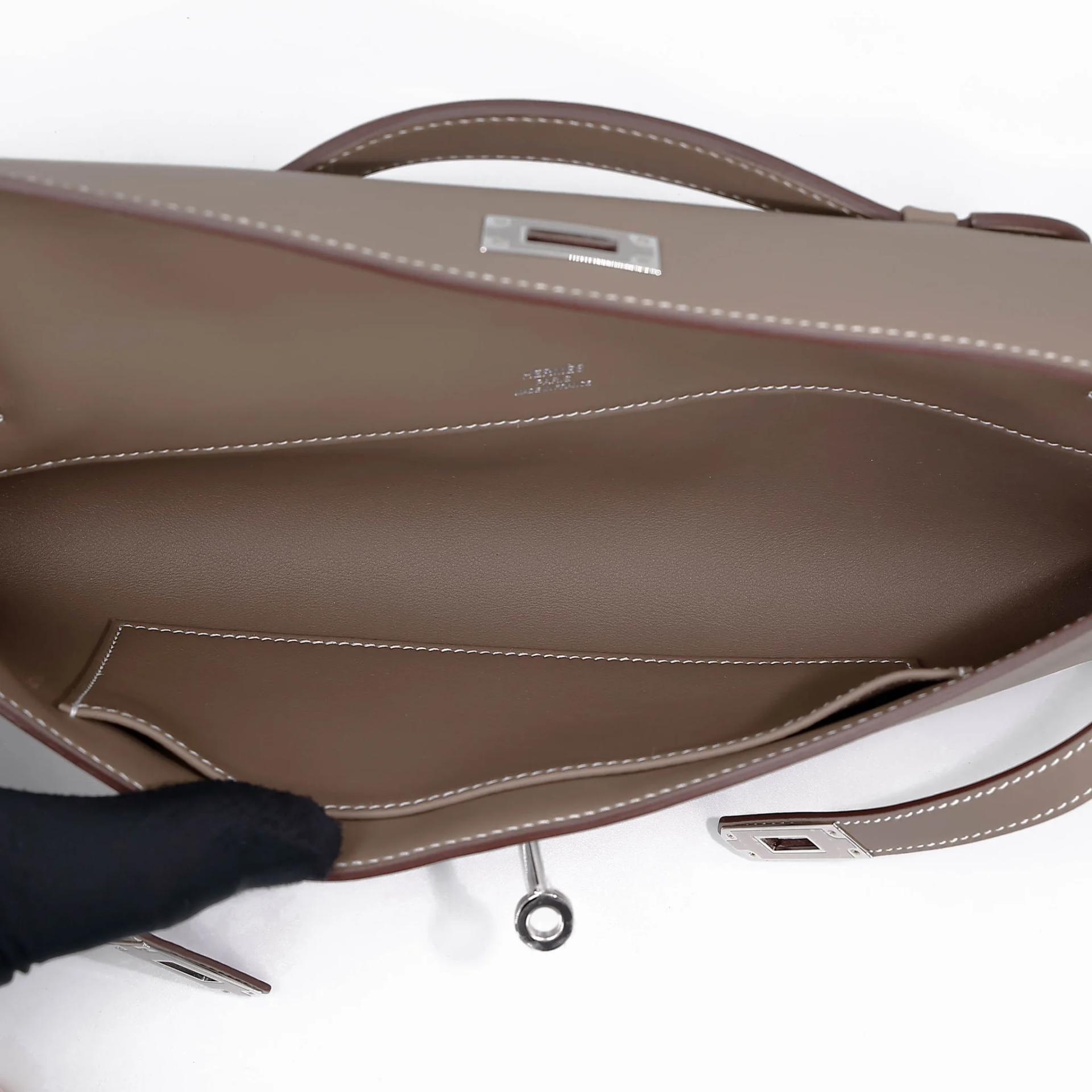 Brand New ( Rank N ) HERMÈS Kelly Cut Etoupe (18) Swift Palladium hardware G (2026) - 19