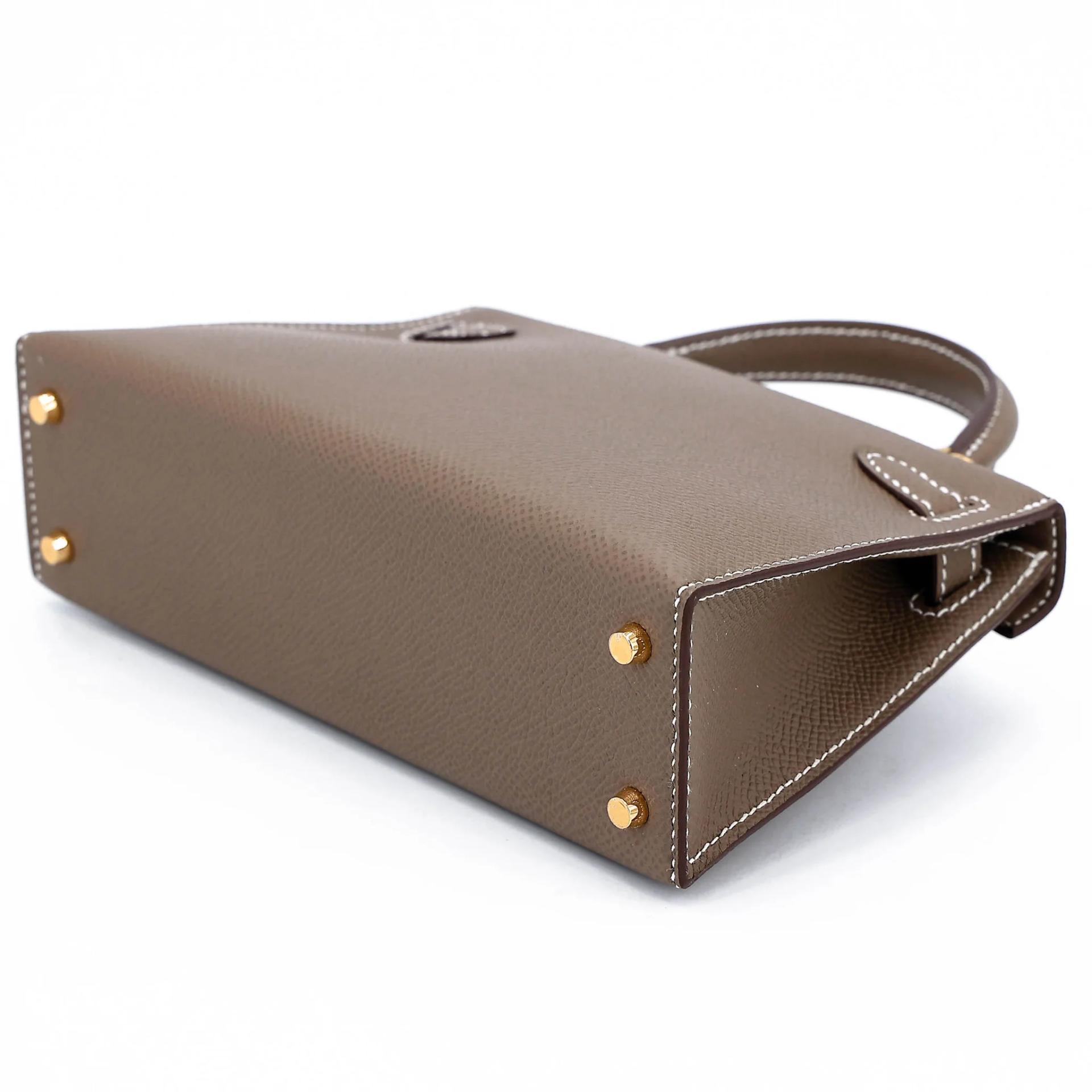 Brand New ( Rank N ) HERMÈS Mini Kelly II Etoupe (18) Epsom Gold hardware G (2026) - 6