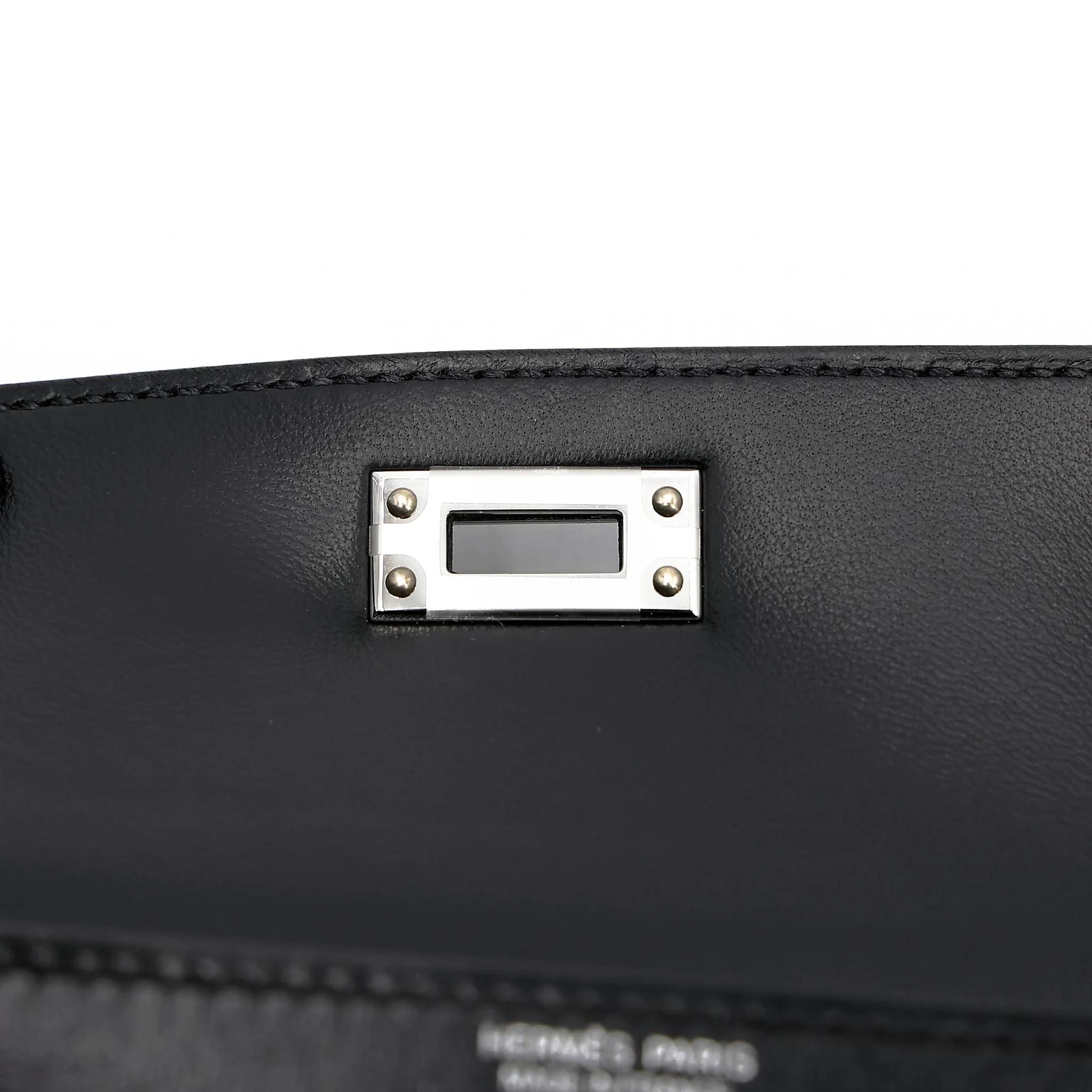 Brand New ( Rank N ) HERMÈS Mini Kelly II Noir (89) Box-calf Palladium hardware G (2026) - 11