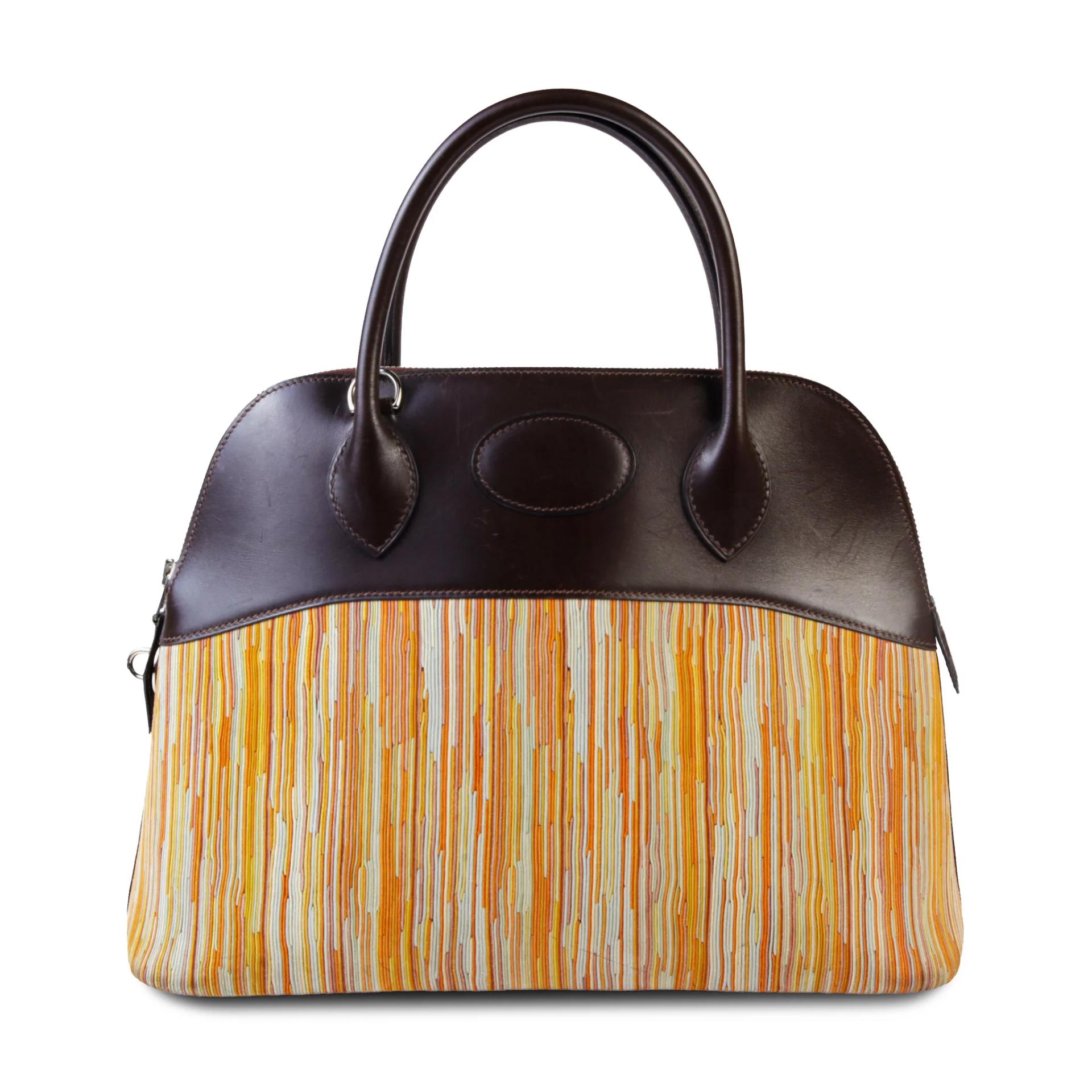 HERMÈS Limited Edition Bolide 31 handbag in Multi-color Vibrato goatskin and Chocolate Box calfskin with Palladium hardware - 1