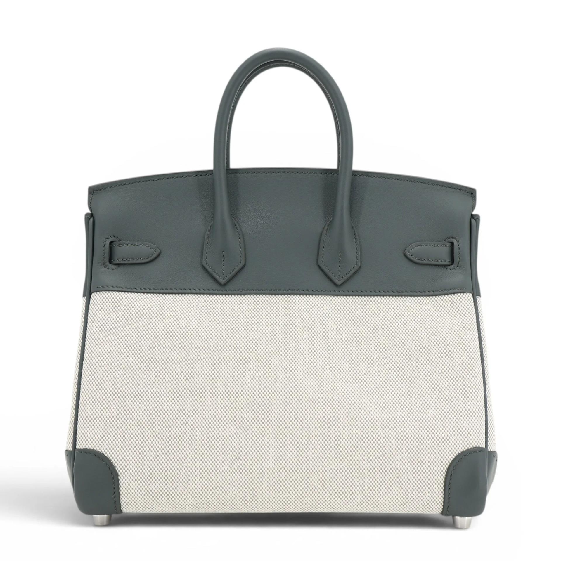 Brand New ( Rank N ) HERMÈS Birkin 25 Vert Mangrove (Q0) Ecru Toile H canvas Swift Palladium hardware K (2025) - 2