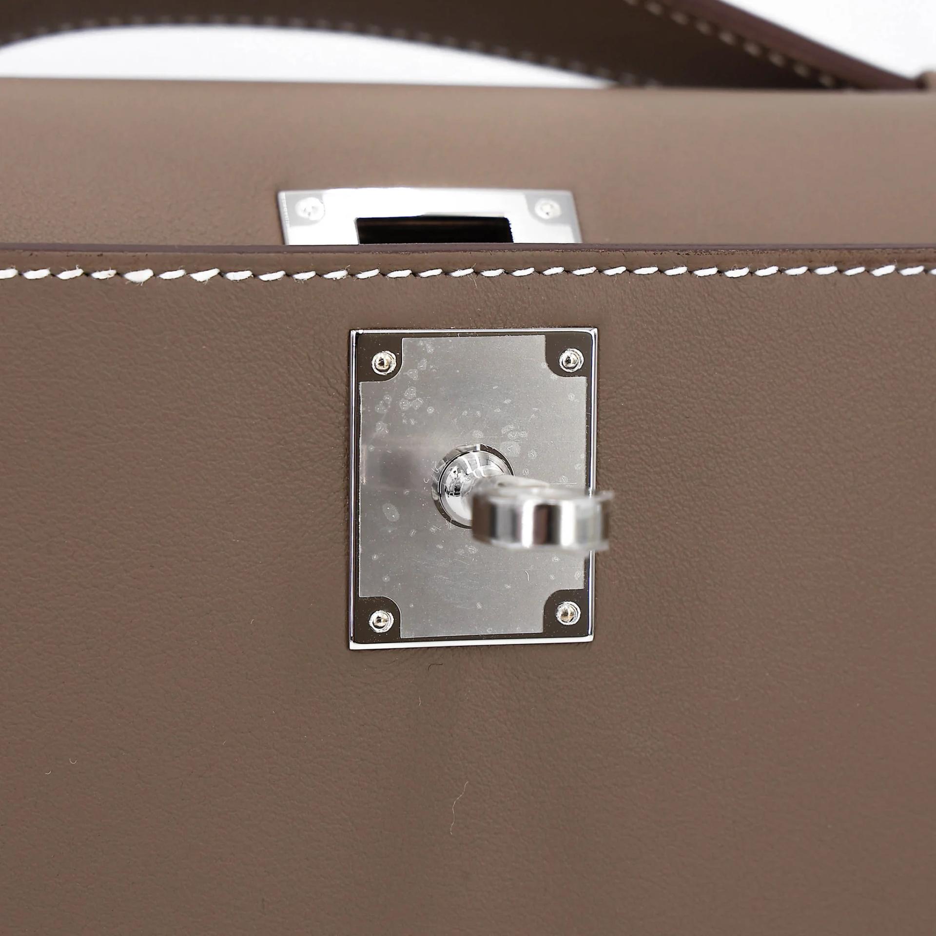 Brand New ( Rank N ) HERMÈS Kelly Cut Etoupe (18) Swift Palladium hardware G (2026) - 14