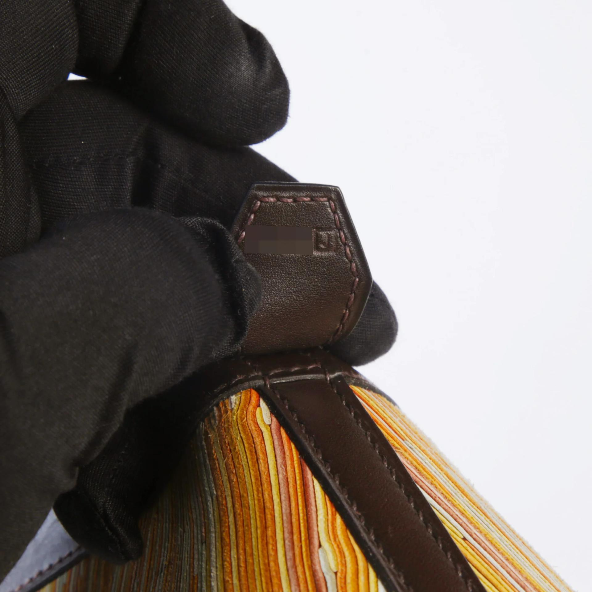 HERMÈS Limited Edition Bolide 31 handbag in Multi-color Vibrato goatskin and Chocolate Box calfskin with Palladium hardware - 9