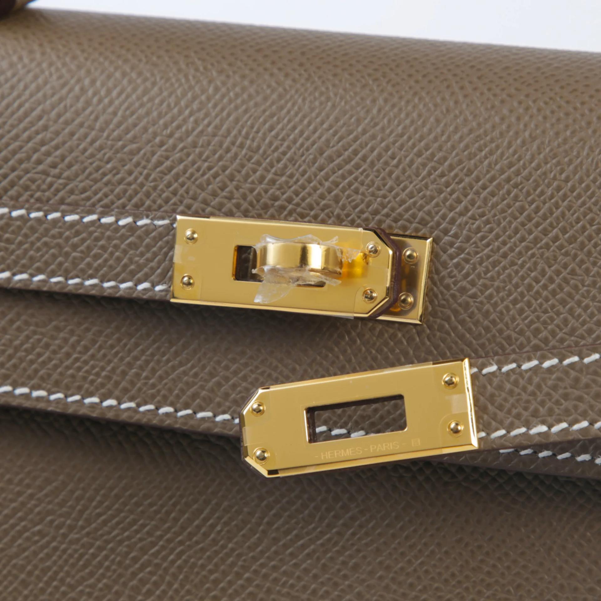Unused ( Rank NS ) HERMÈS Kelly 25 Sellier Etoupe (18) Epsom Gold hardware U (2022) - 8