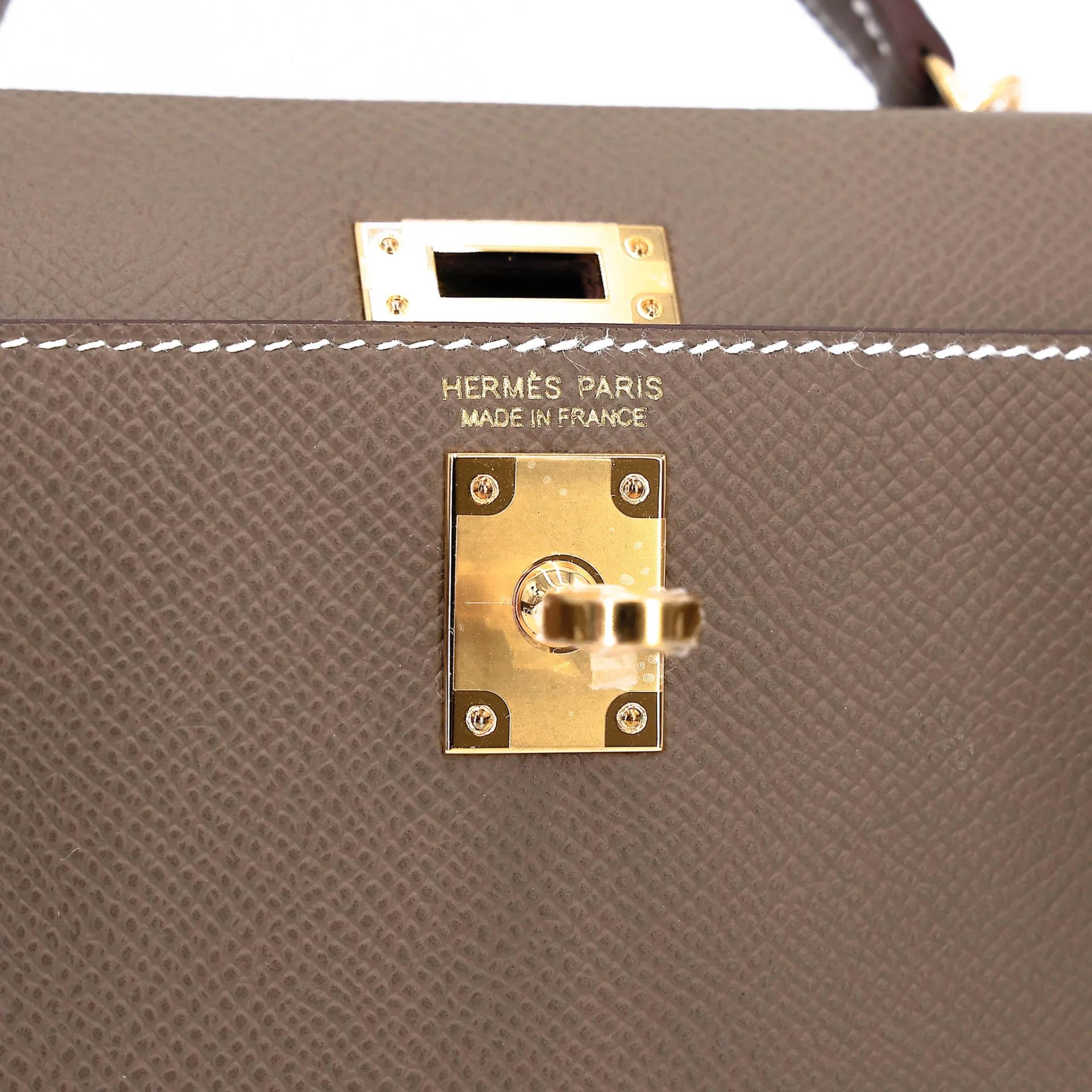 Brand New ( Rank N ) HERMÈS Mini Kelly II Etoupe (18) Epsom Gold hardware G (2026) - 13
