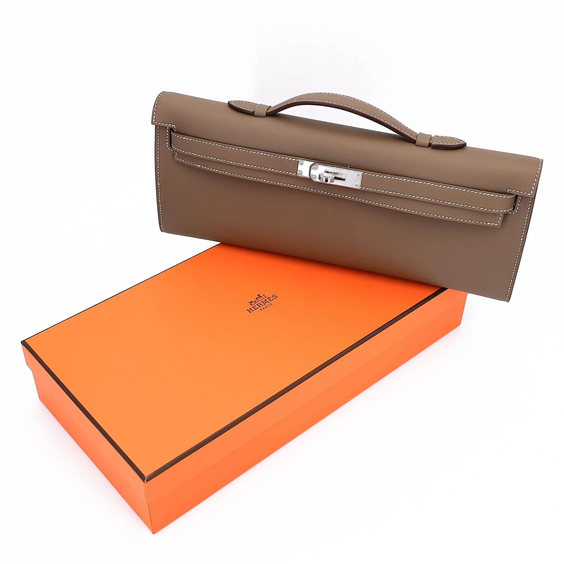 Brand New ( Rank N ) HERMÈS Kelly Cut Etoupe (18) Swift Palladium hardware G (2026) - 3