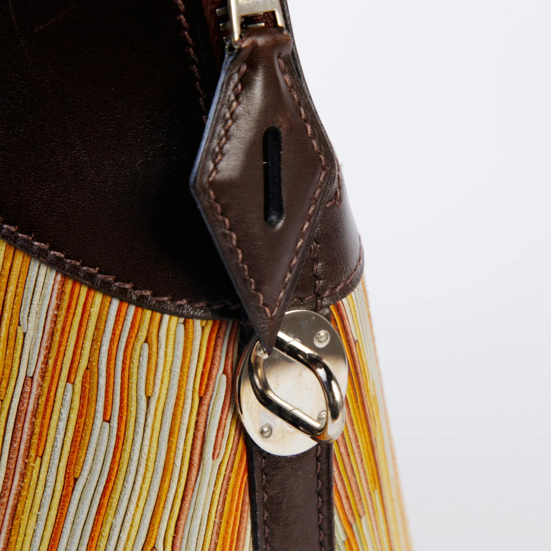 HERMÈS Limited Edition Bolide 31 handbag in Multi-color Vibrato goatskin and Chocolate Box calfskin with Palladium hardware - 8