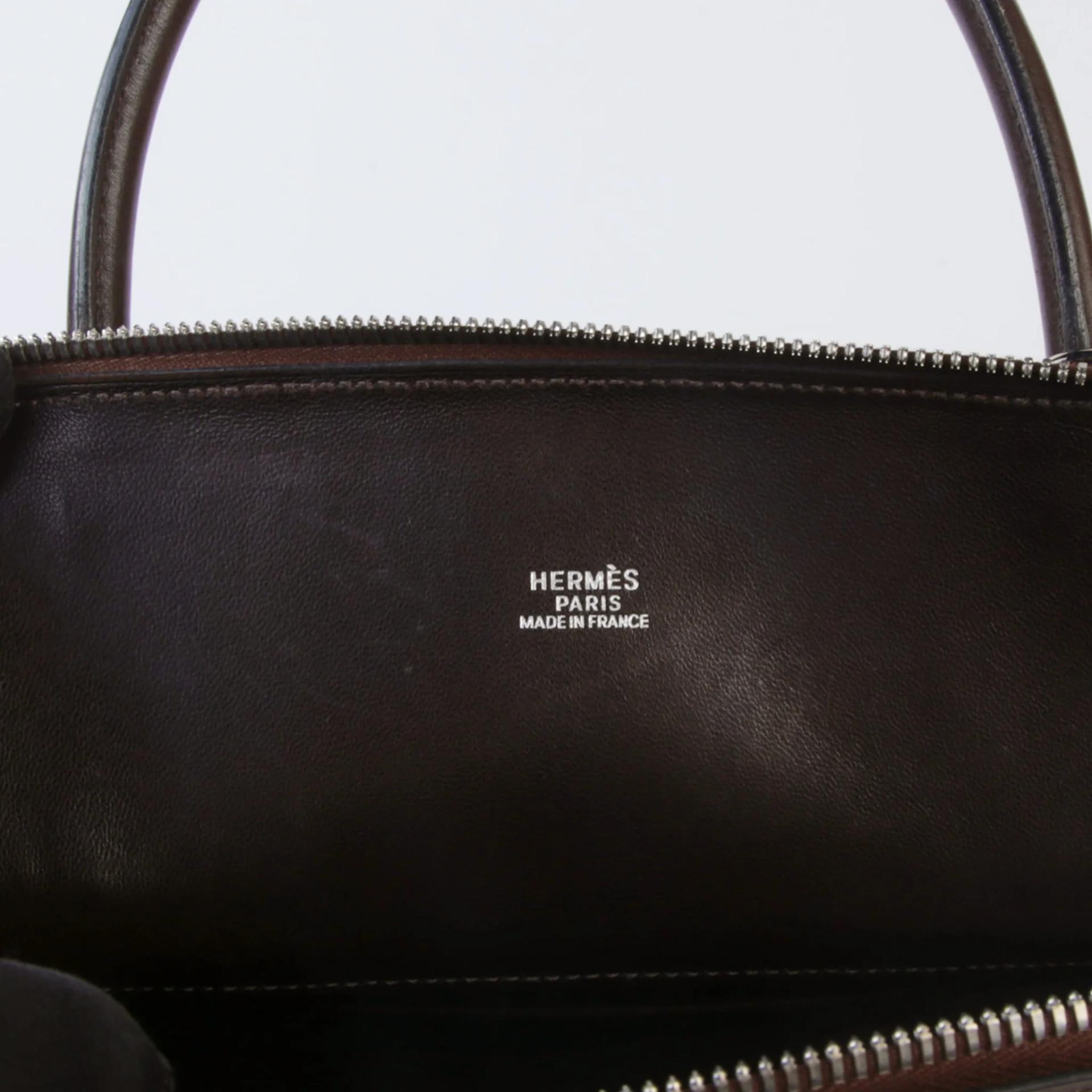 HERMÈS Limited Edition Bolide 31 handbag in Multi-color Vibrato goatskin and Chocolate Box calfskin with Palladium hardware - 10