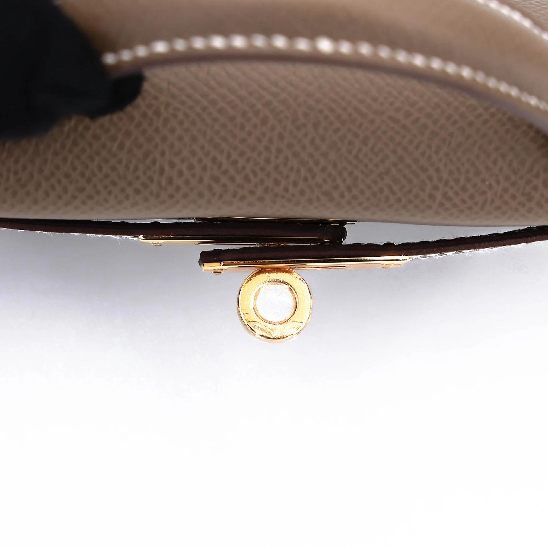 Brand New ( Rank N ) HERMÈS Mini Kelly II Etoupe (18) Epsom Gold hardware G (2026) - 9