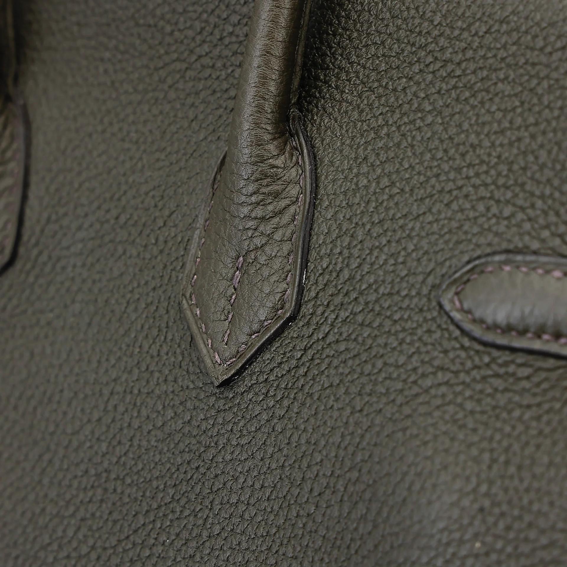 Very Good ( Rank A) HERMÈS Birkin 25 Vert de Gris (C6) Togo Palladium hardware Y (2020) - 12