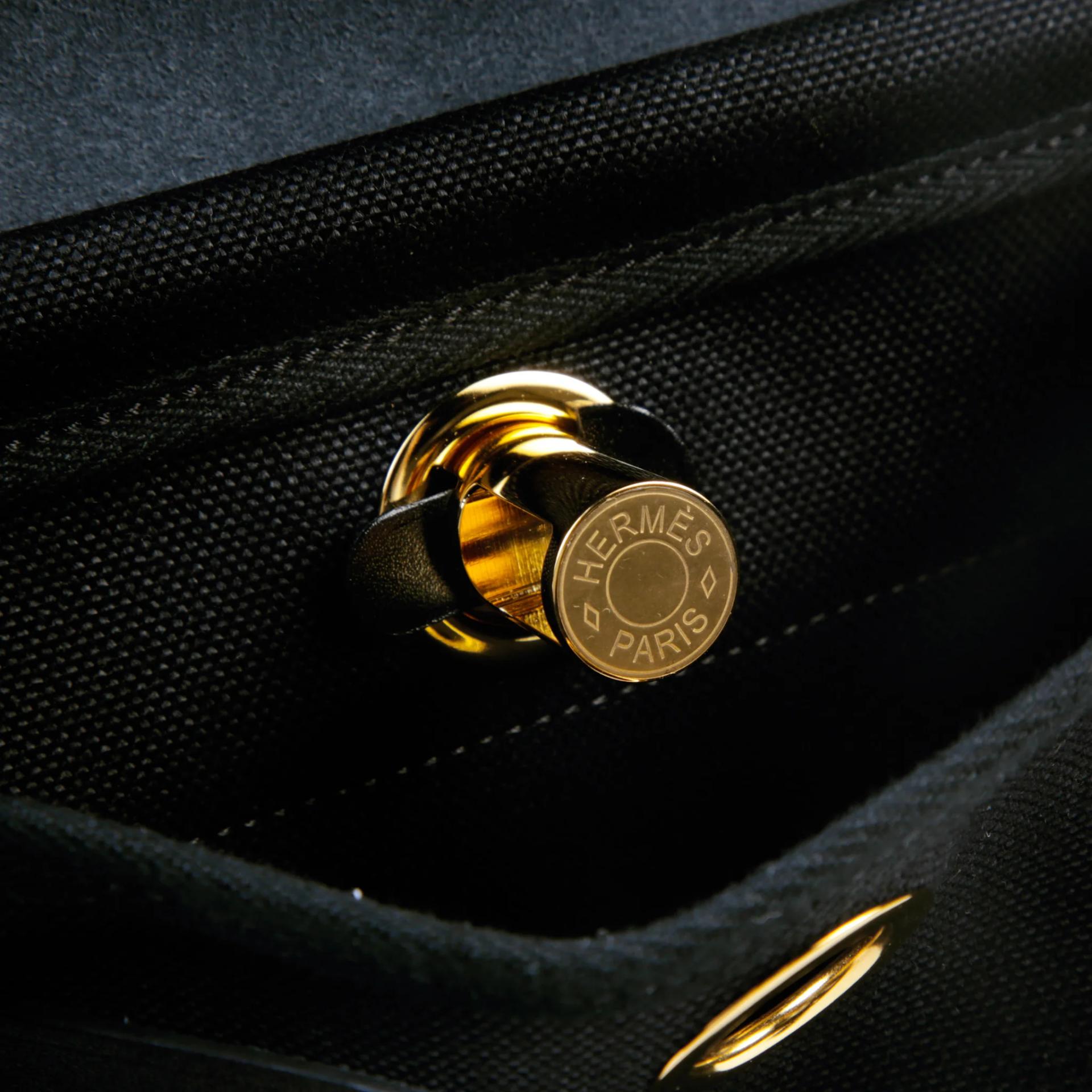 Brand New ( Rank N ) HERMÈS Herbag Zip Mini 20 Noir (89) Vache Hunter Toile H canvas Gold hardware G (2026) - 8
