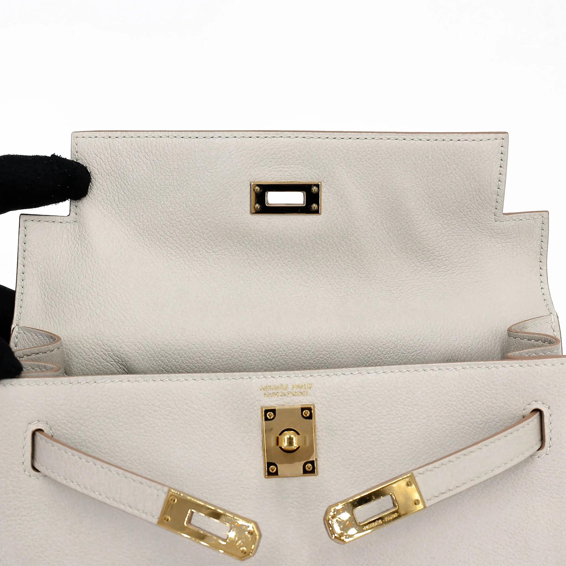 Very Good ( Rank A) HERMÈS Kelly Danse Gris Perle (80) Evercolor Gold hardware D (2019) - 15