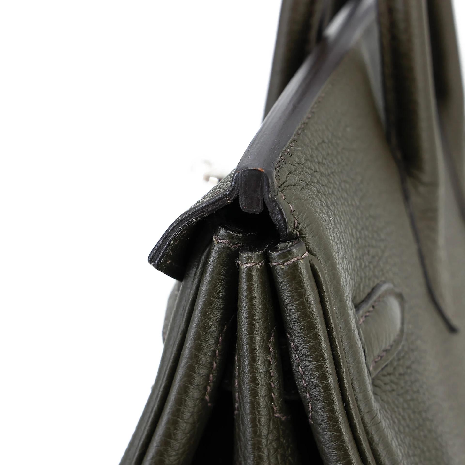 Very Good ( Rank A) HERMÈS Birkin 25 Vert de Gris (C6) Togo Palladium hardware Y (2020) - 14