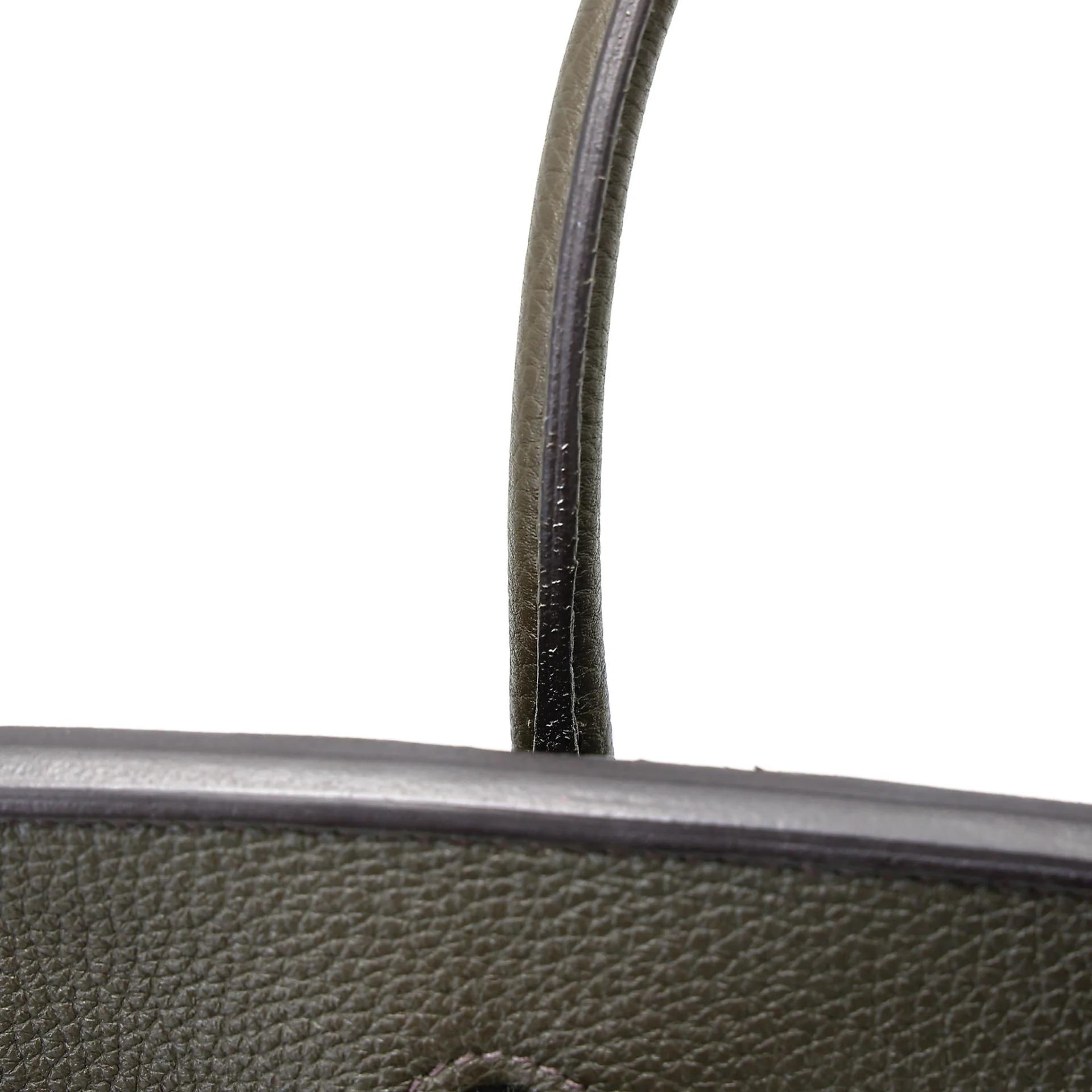 Very Good ( Rank A) HERMÈS Birkin 25 Vert de Gris (C6) Togo Palladium hardware Y (2020) - 15