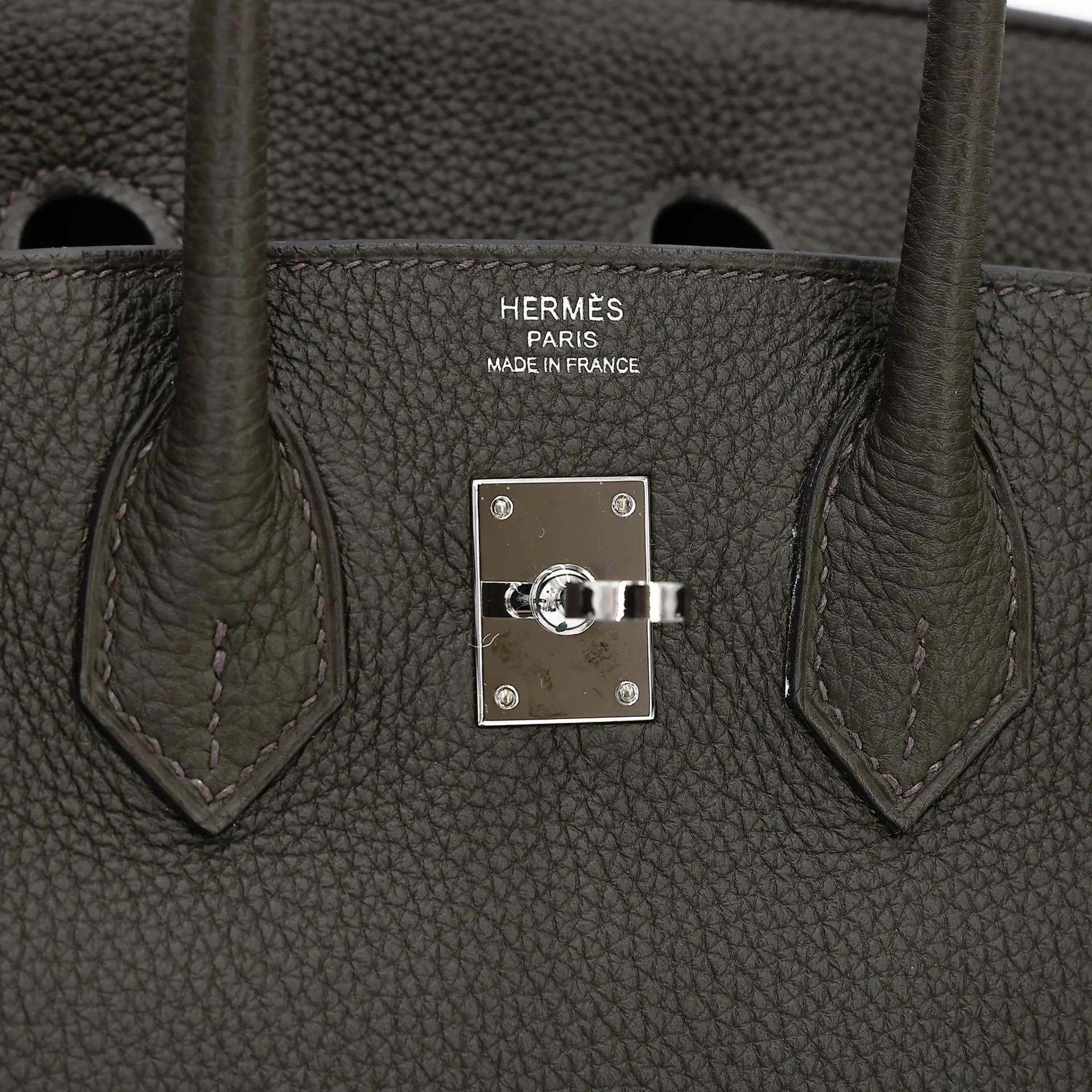 Very Good ( Rank A) HERMÈS Birkin 25 Vert de Gris (C6) Togo Palladium hardware Y (2020) - 23