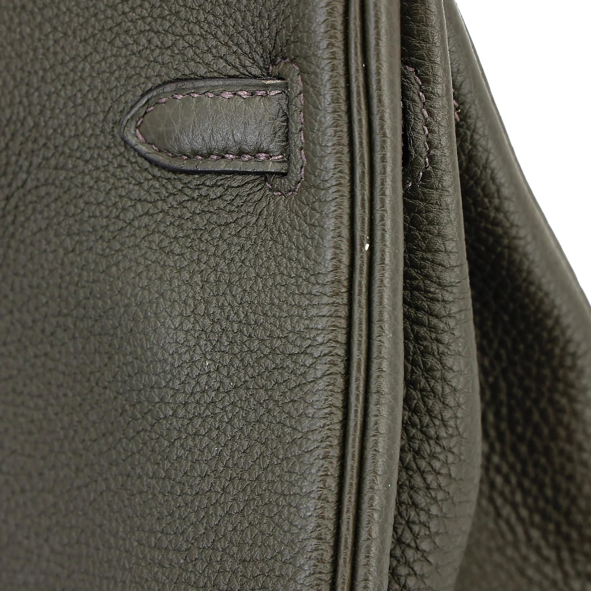 Very Good ( Rank A) HERMÈS Birkin 25 Vert de Gris (C6) Togo Palladium hardware Y (2020) - 13