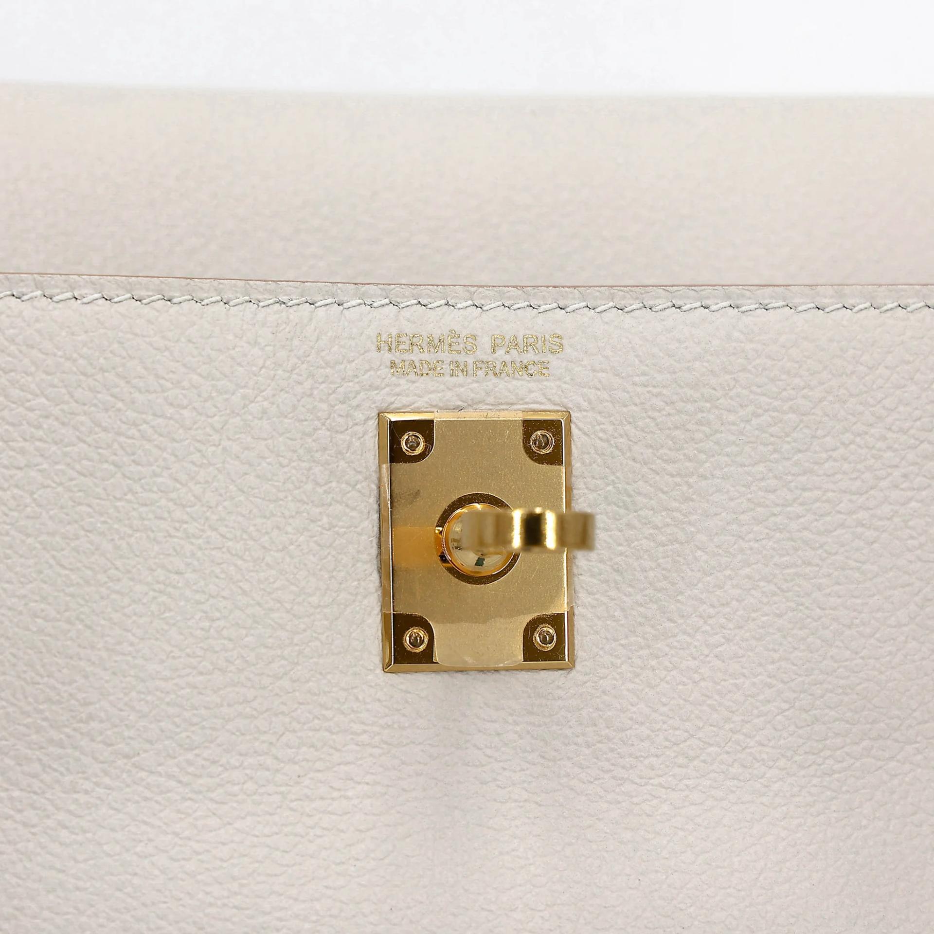 Very Good ( Rank A) HERMÈS Kelly Danse Gris Perle (80) Evercolor Gold hardware D (2019) - 16