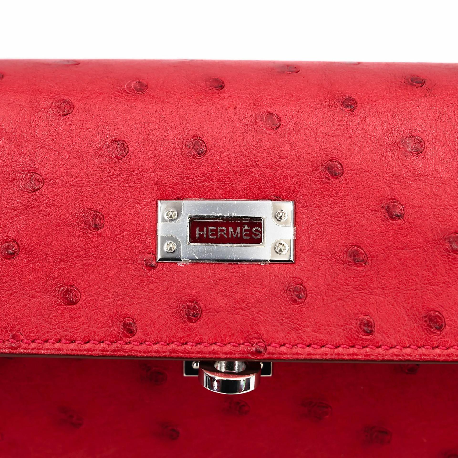 ランク SA HERMÈS エルメス ケリー25 セリエ ルージュヴィフ (53) オーストリッチ シルバー金具 X刻印 (2016) - 14