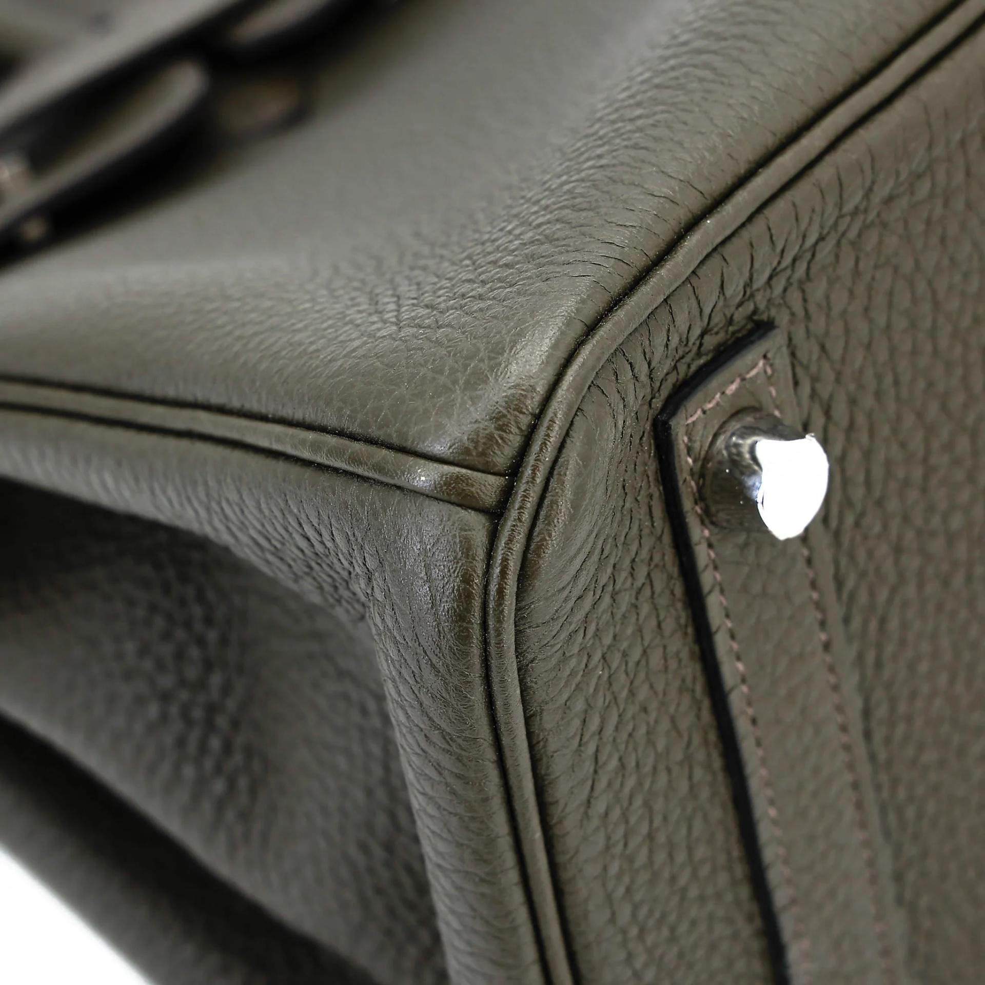 Very Good ( Rank A) HERMÈS Birkin 25 Vert de Gris (C6) Togo Palladium hardware Y (2020) - 9
