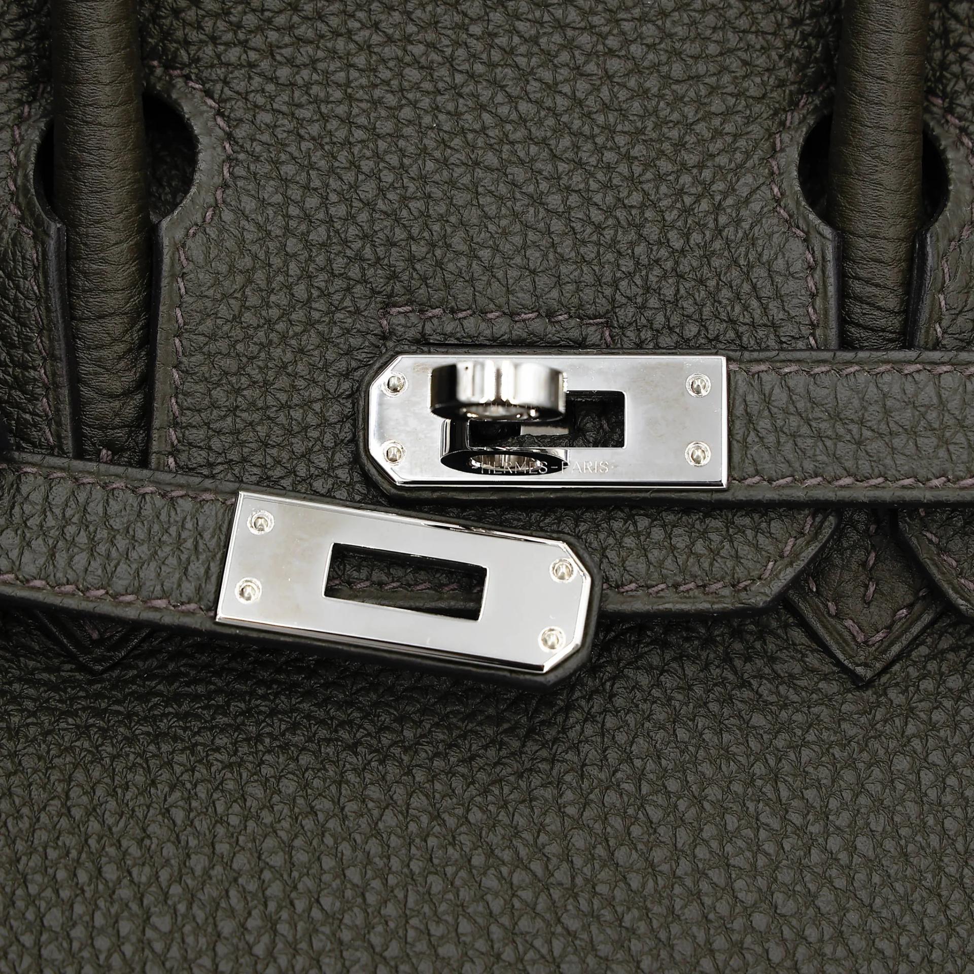 Very Good ( Rank A) HERMÈS Birkin 25 Vert de Gris (C6) Togo Palladium hardware Y (2020) - 19