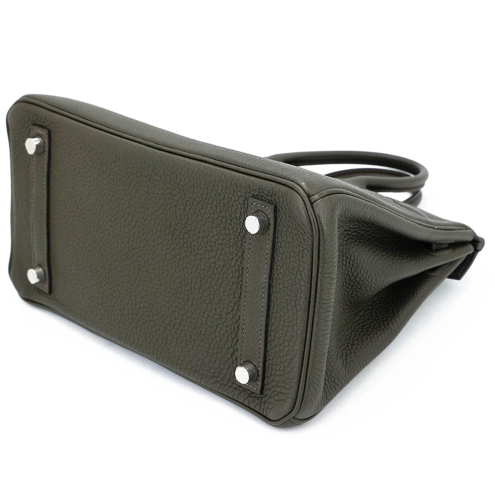 Very Good ( Rank A) HERMÈS Birkin 25 Vert de Gris (C6) Togo Palladium hardware Y (2020) - 6