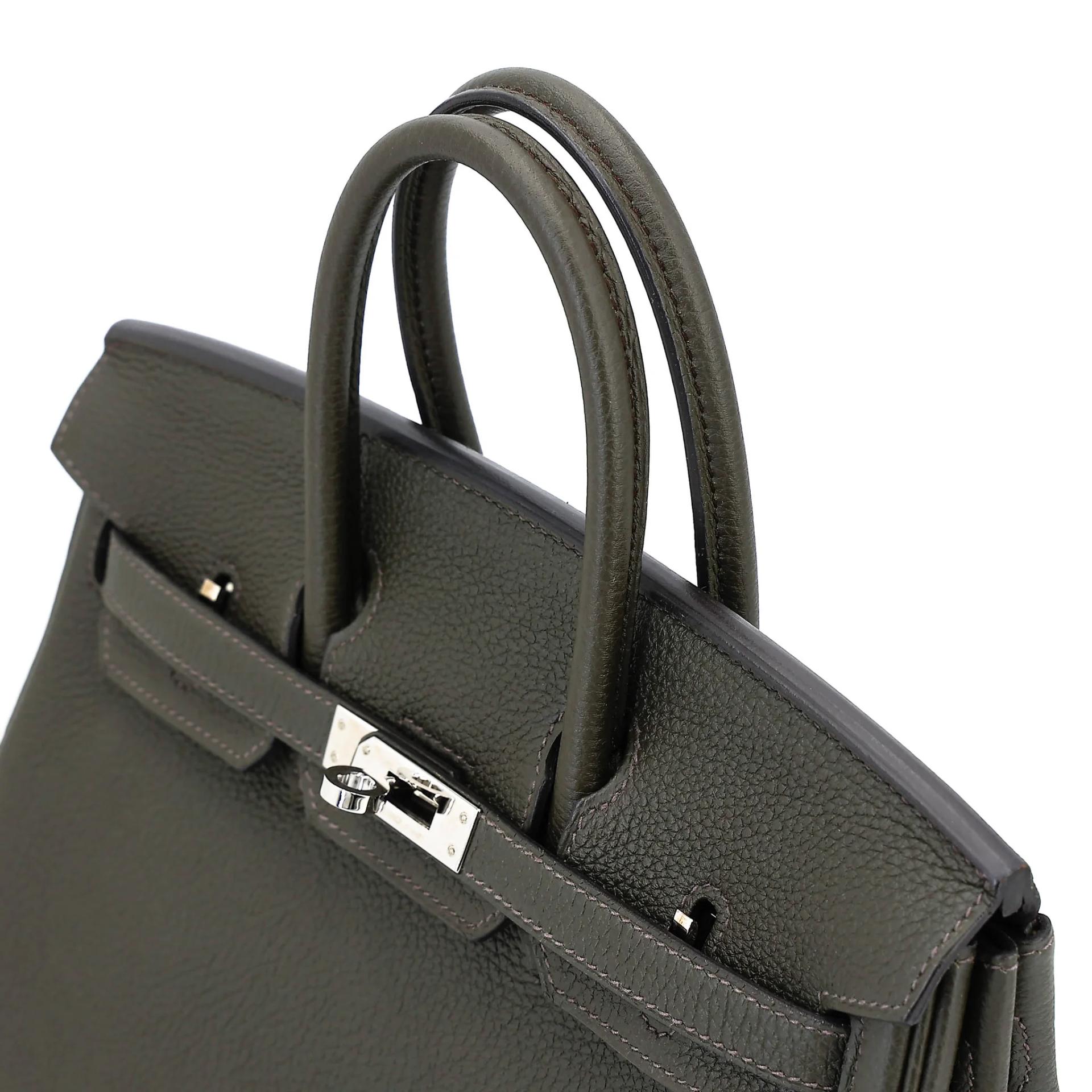 Very Good ( Rank A) HERMÈS Birkin 25 Vert de Gris (C6) Togo Palladium hardware Y (2020) - 3