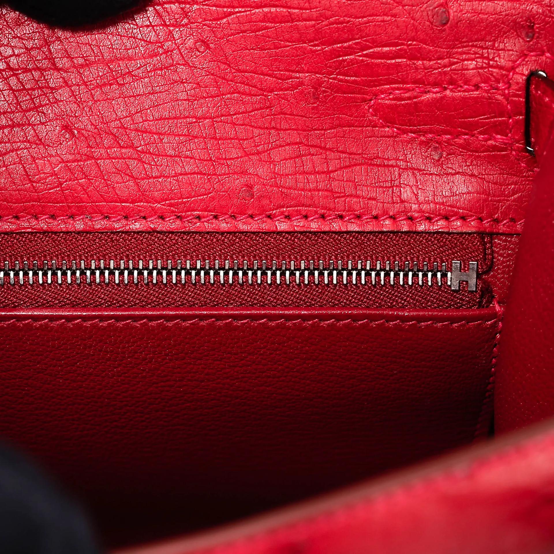 ランク SA HERMÈS エルメス ケリー25 セリエ ルージュヴィフ (53) オーストリッチ シルバー金具 X刻印 (2016) - 19