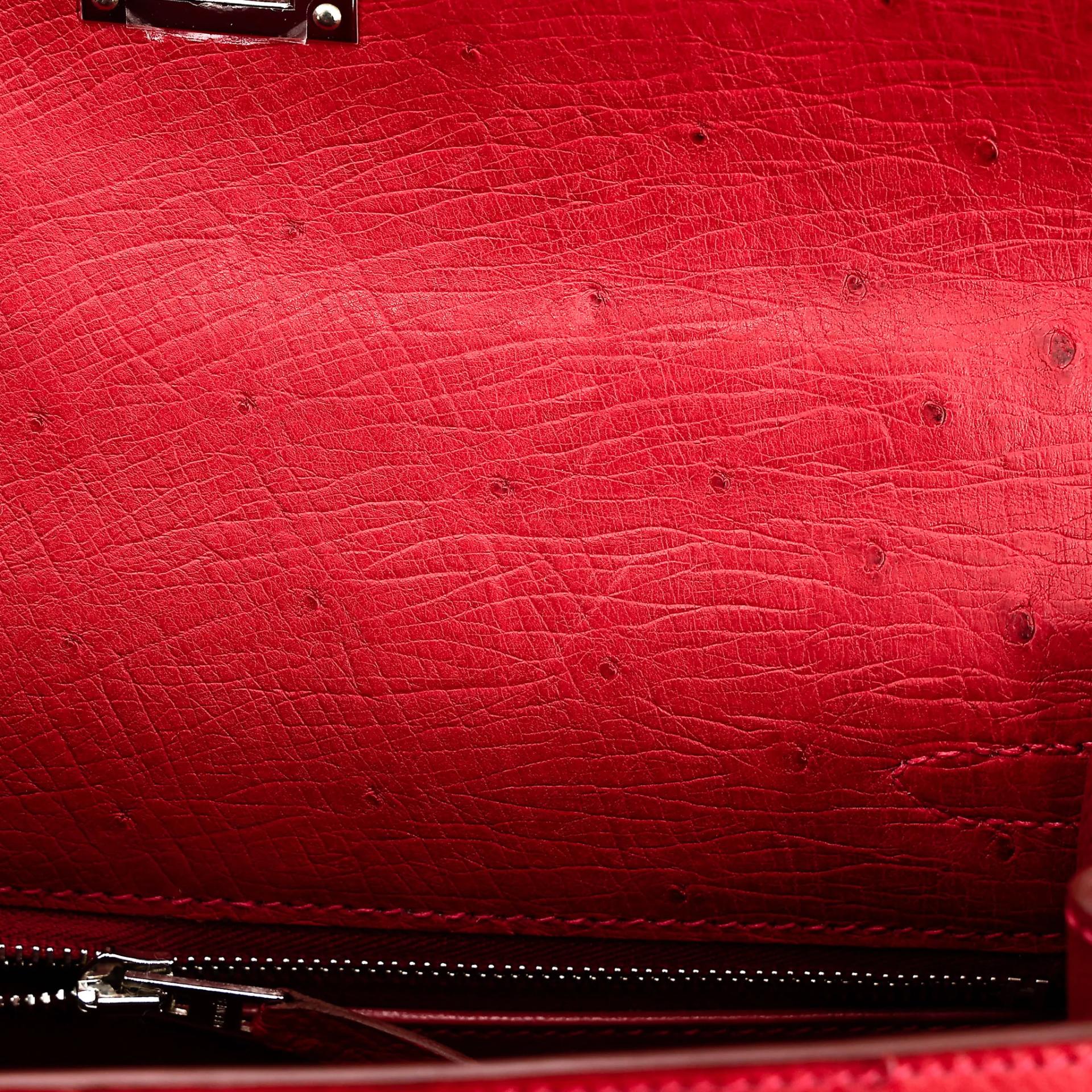 ランク SA HERMÈS エルメス ケリー25 セリエ ルージュヴィフ (53) オーストリッチ シルバー金具 X刻印 (2016) - 18