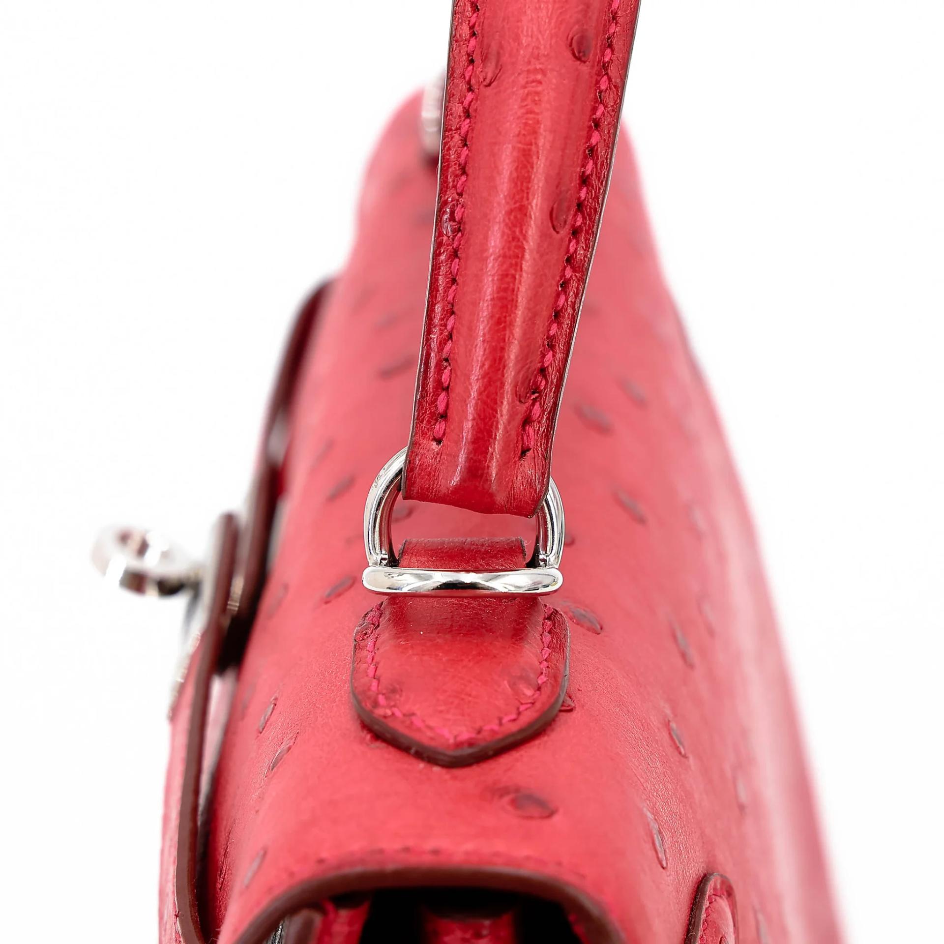 ランク SA HERMÈS エルメス ケリー25 セリエ ルージュヴィフ (53) オーストリッチ シルバー金具 X刻印 (2016) - 4