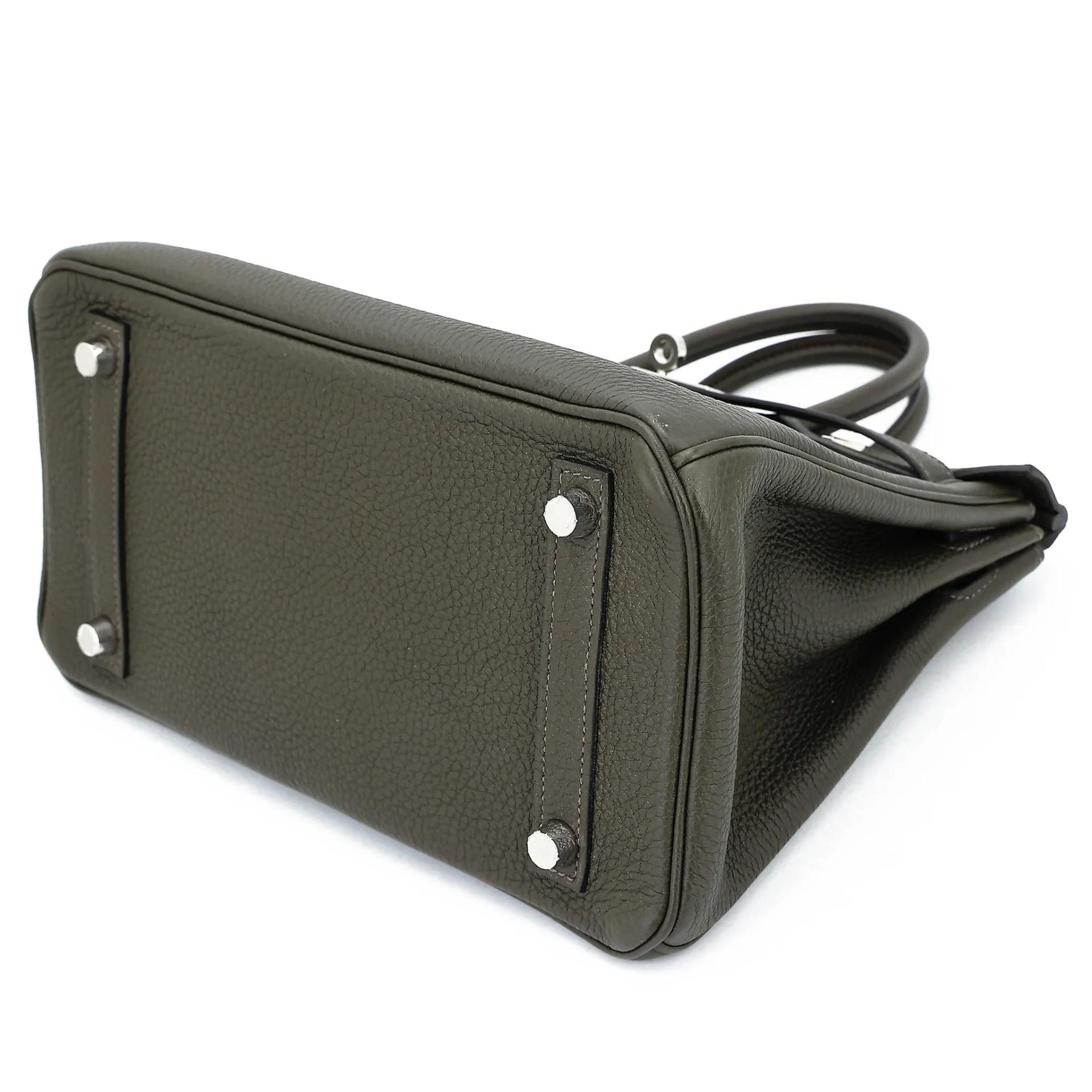 Very Good ( Rank A) HERMÈS Birkin 25 Vert de Gris (C6) Togo Palladium hardware Y (2020) - 4