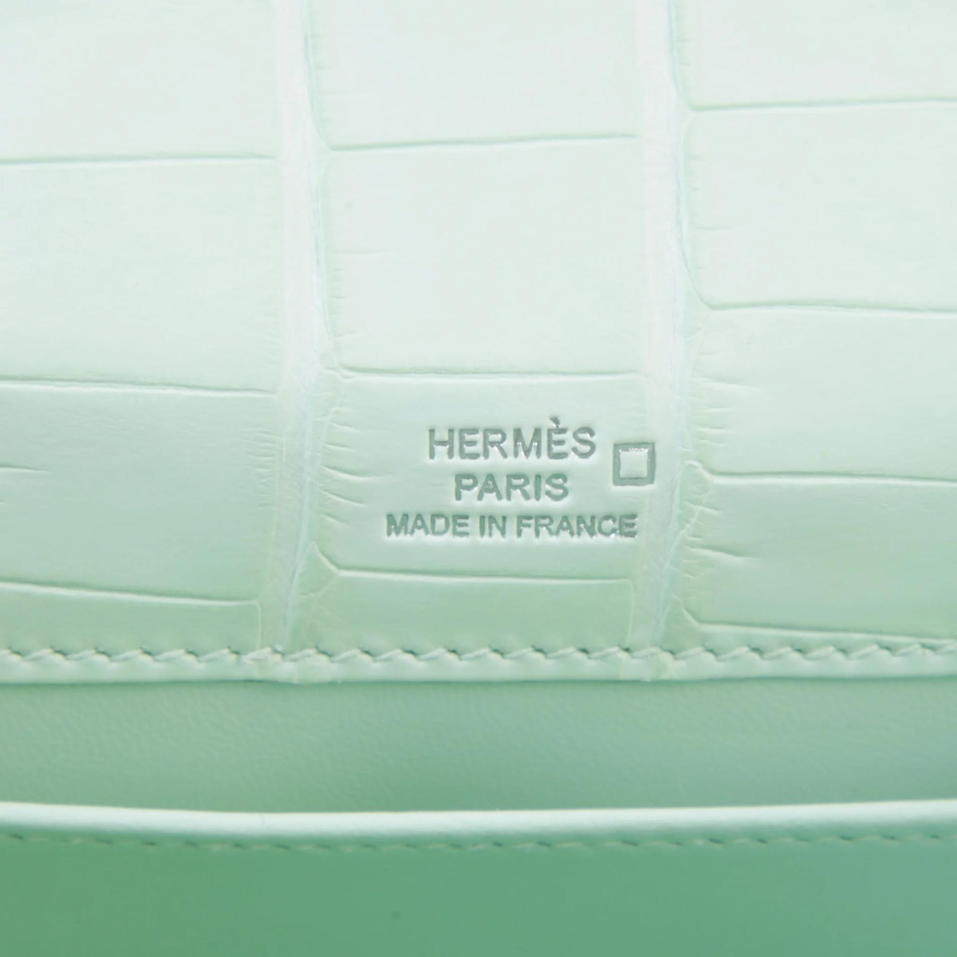 ランク N 新品 HERMÈS エルメス ポシェットケリー ヴェールペパーミント (N3) クロコダイル アリゲーター マット シルバー金具 K刻印 (2025) - 10