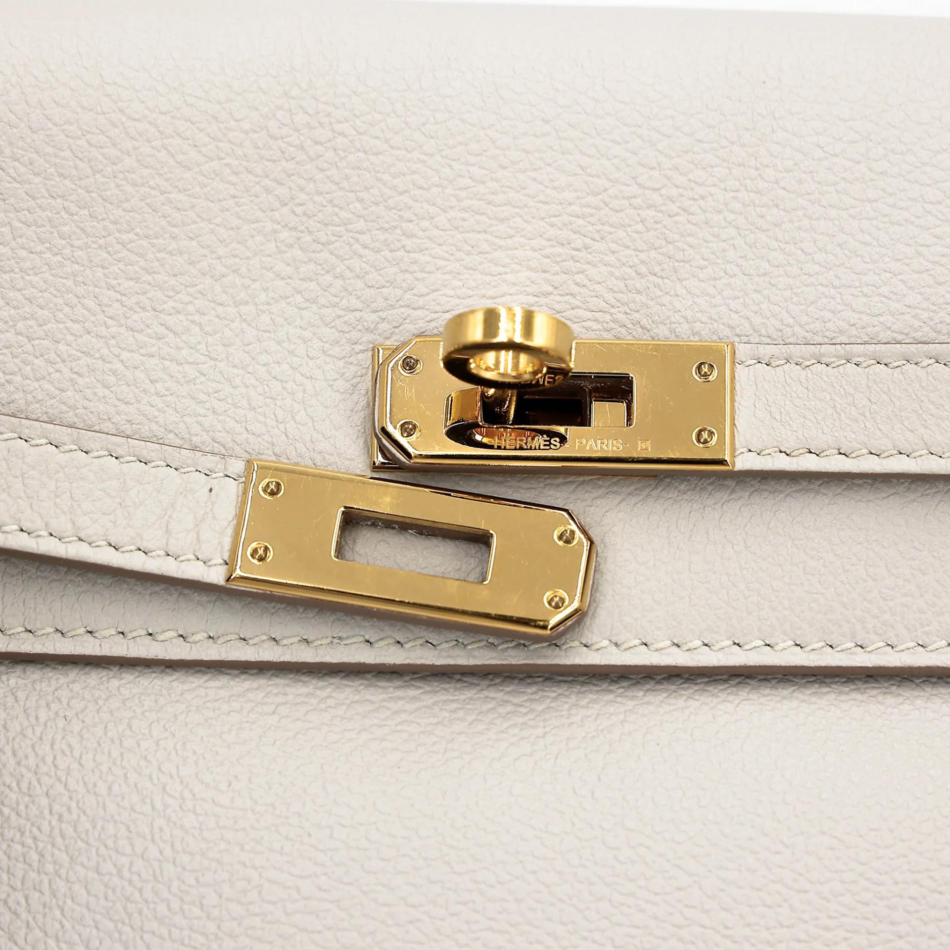 Very Good ( Rank A) HERMÈS Kelly Danse Gris Perle (80) Evercolor Gold hardware D (2019) - 11
