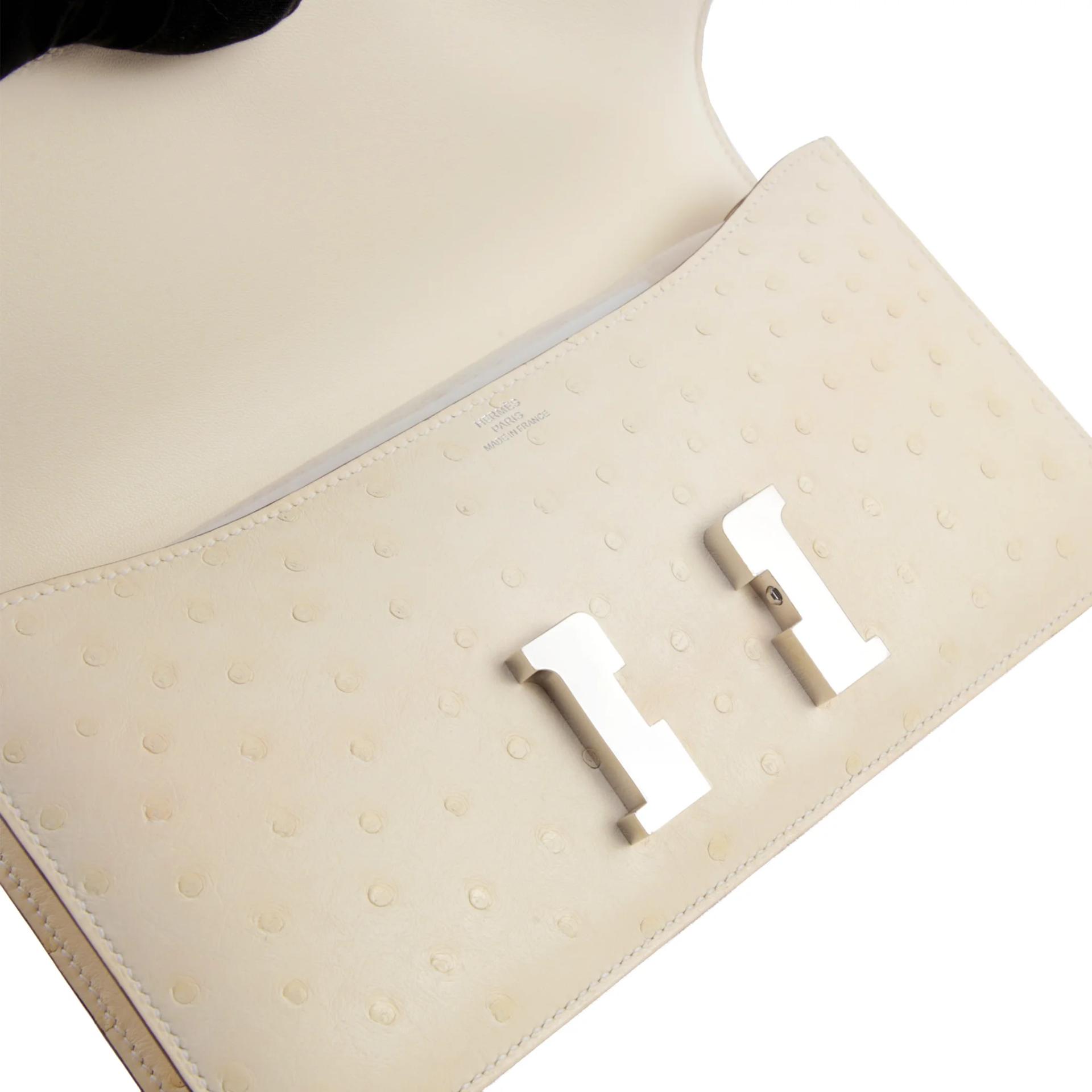 Unused ( Rank NS ) HERMÈS Constance Elan 2024 Nata (I2) Ostrich Palladium hardware K (2025) - 9
