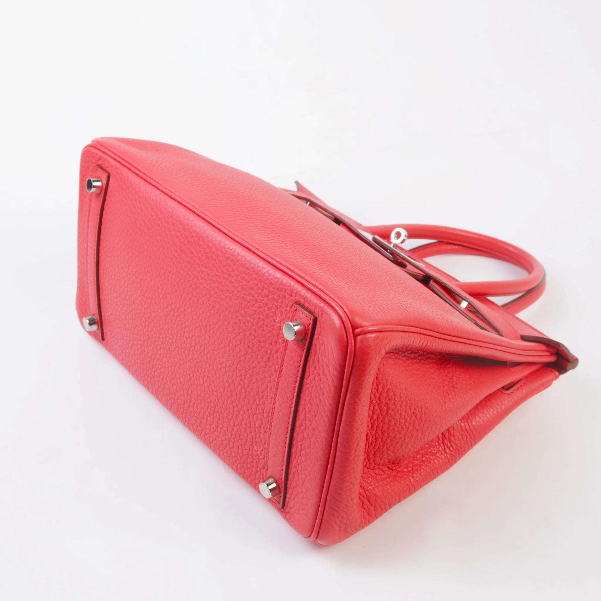 Very Good ( Rank A) HERMÈS Birkin 30 Bougainvillea (A5) Clemence Palladium hardware Square N (2010) - 5