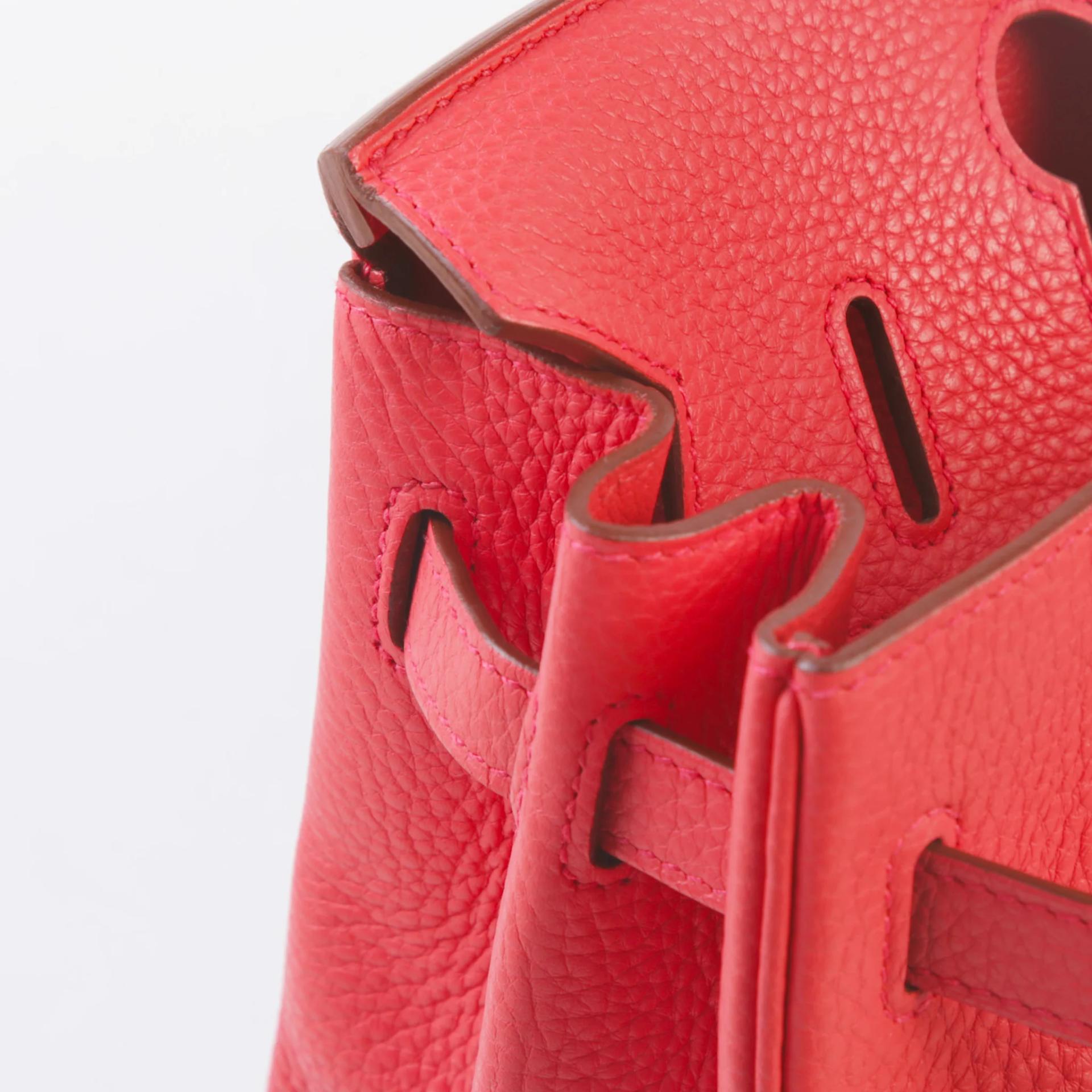 Very Good ( Rank A) HERMÈS Birkin 30 Bougainvillea (A5) Clemence Palladium hardware Square N (2010) - 13