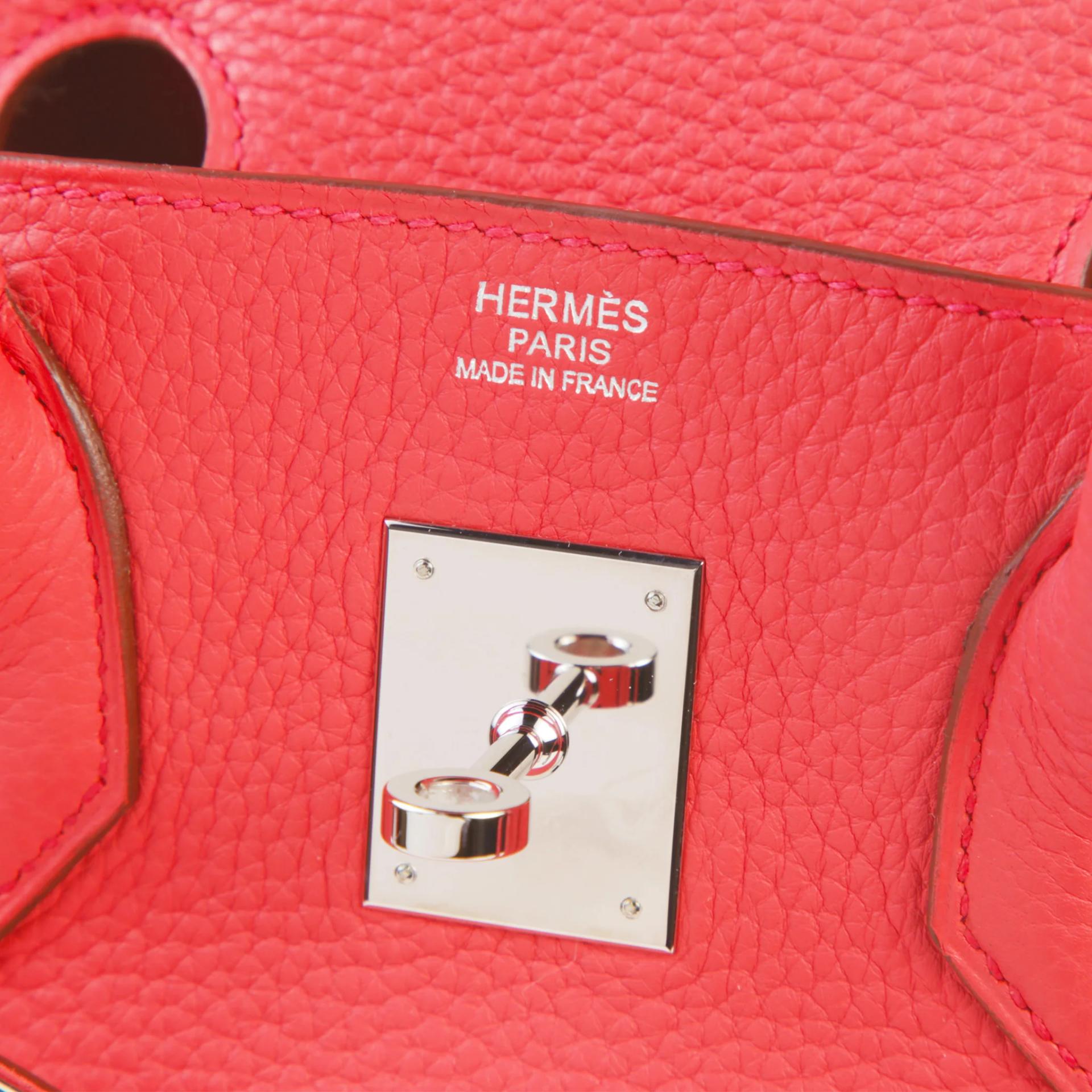 Very Good ( Rank A) HERMÈS Birkin 30 Bougainvillea (A5) Clemence Palladium hardware Square N (2010) - 9