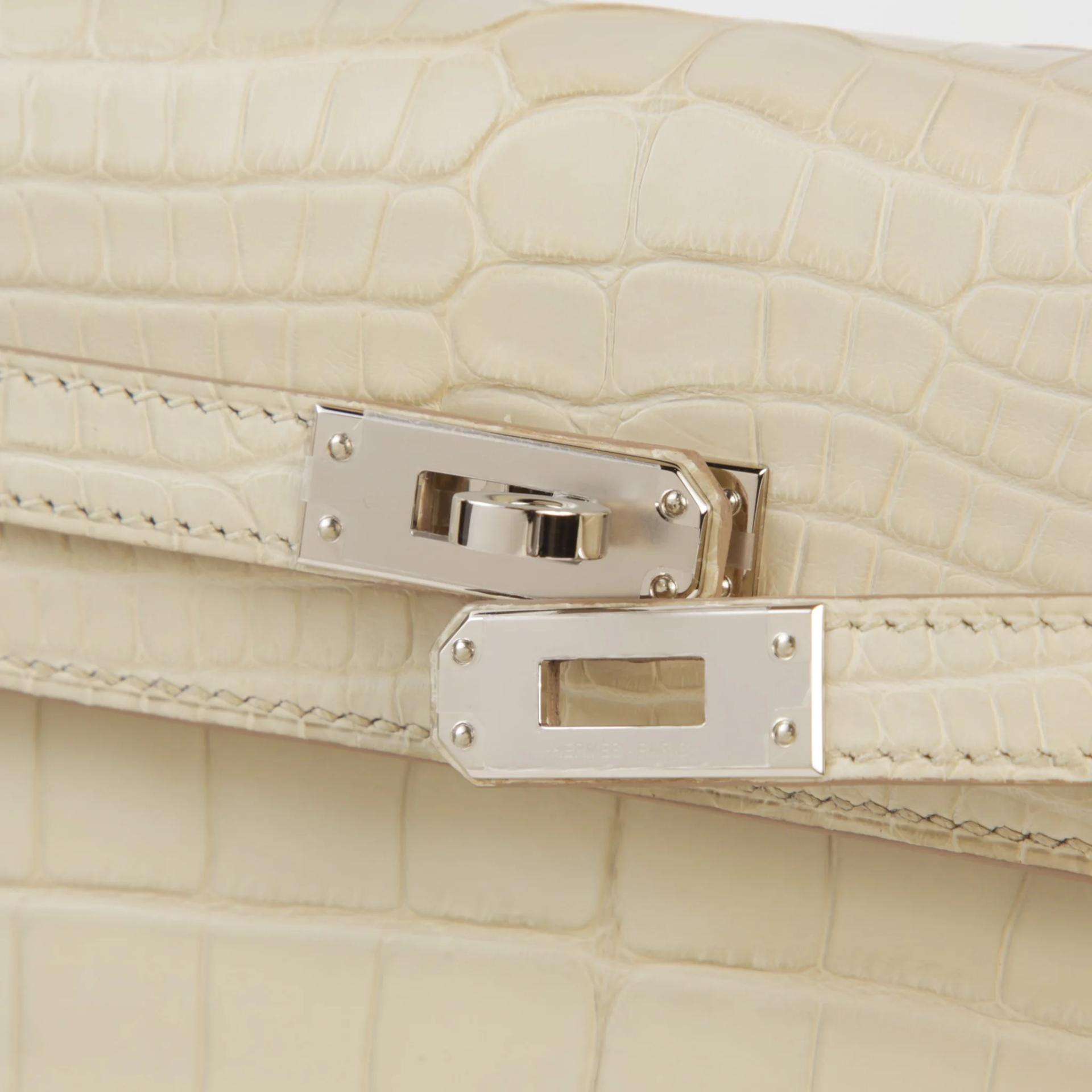 Unused ( Rank NS ) HERMÈS Kelly 25 Beton (8L) Matte Alligator Palladium hardware U (2022) - 8