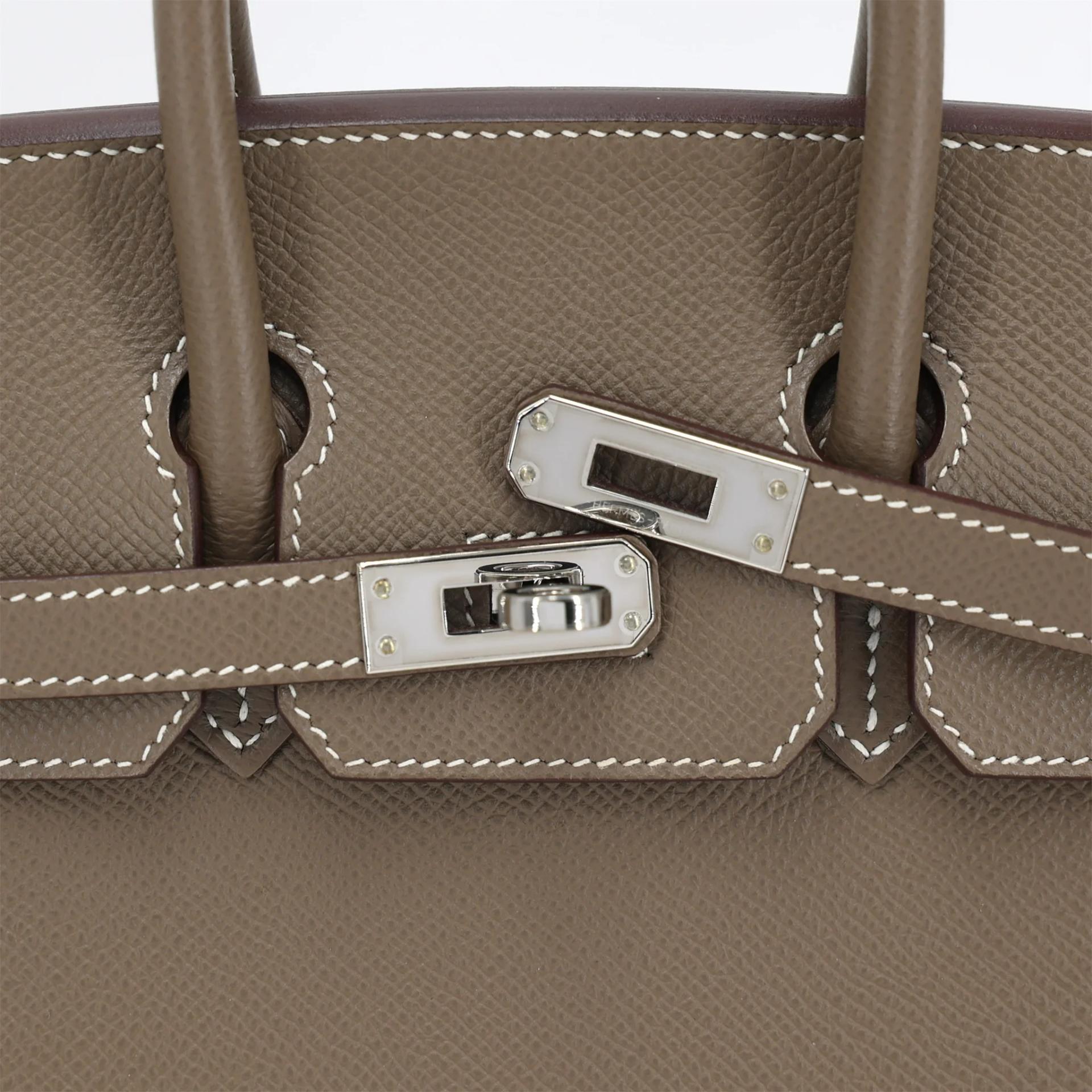 Excellent ( Rank SA ) HERMÈS Birkin 25 Sellier Etoupe (18) Epsom Palladium hardware Z (2021) - 8