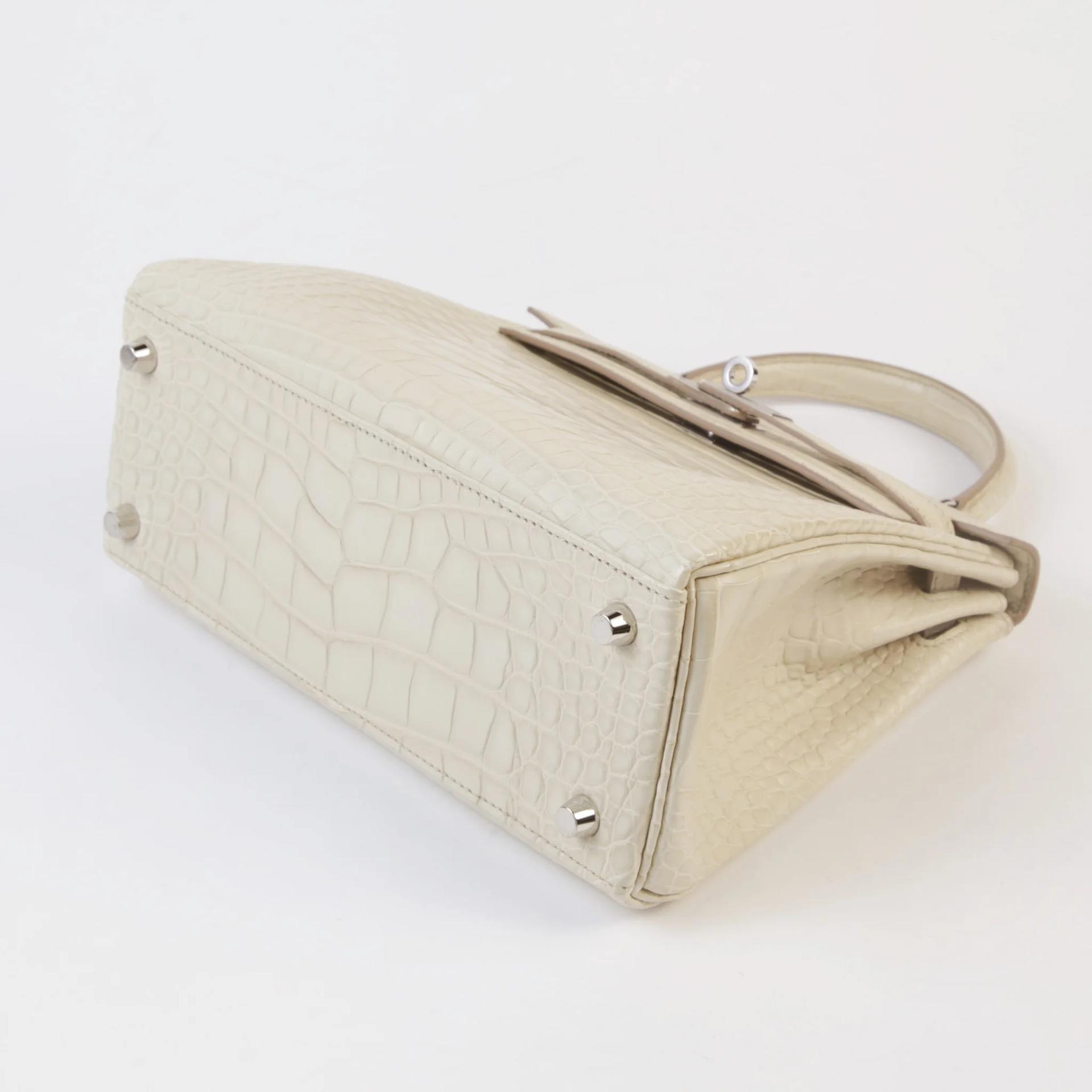 Unused ( Rank NS ) HERMÈS Kelly 25 Beton (8L) Matte Alligator Palladium hardware U (2022) - 5