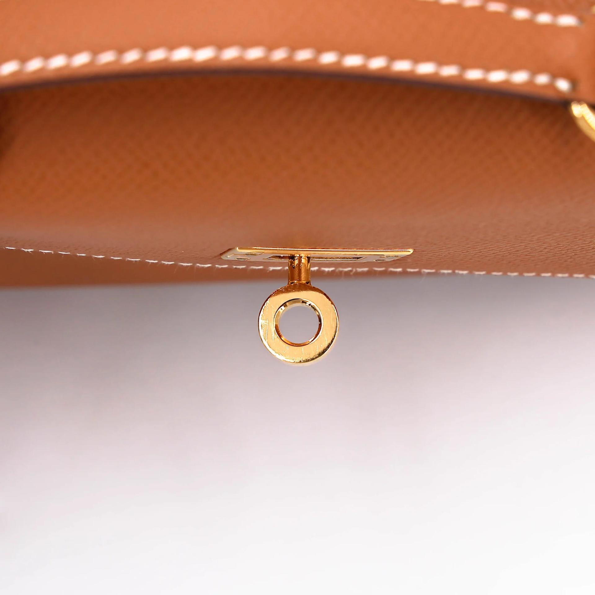 SA超美品 HERMÈS 愛馬仕 限量收藏款 Kelly 20 en Desordre 37 金棕色 Gold Epsom牛皮 金扣 B刻 2023年 - 18