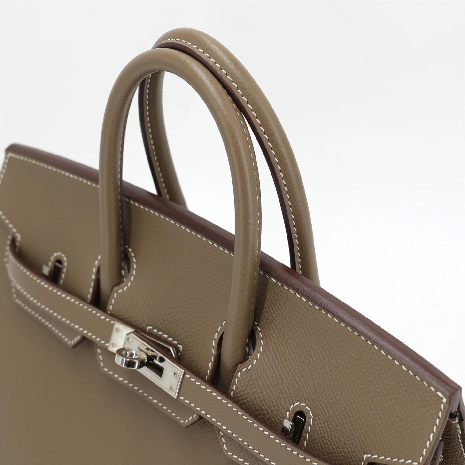 Excellent ( Rank SA ) HERMÈS Birkin 25 Sellier Etoupe (18) Epsom Palladium hardware Z (2021) - 3