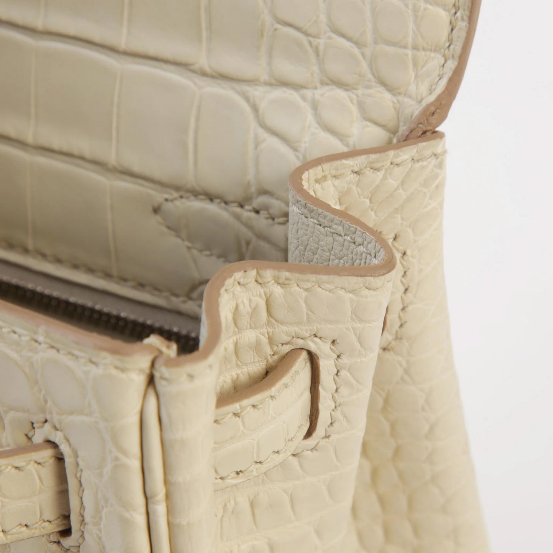 Unused ( Rank NS ) HERMÈS Kelly 25 Beton (8L) Matte Alligator Palladium hardware U (2022) - 11