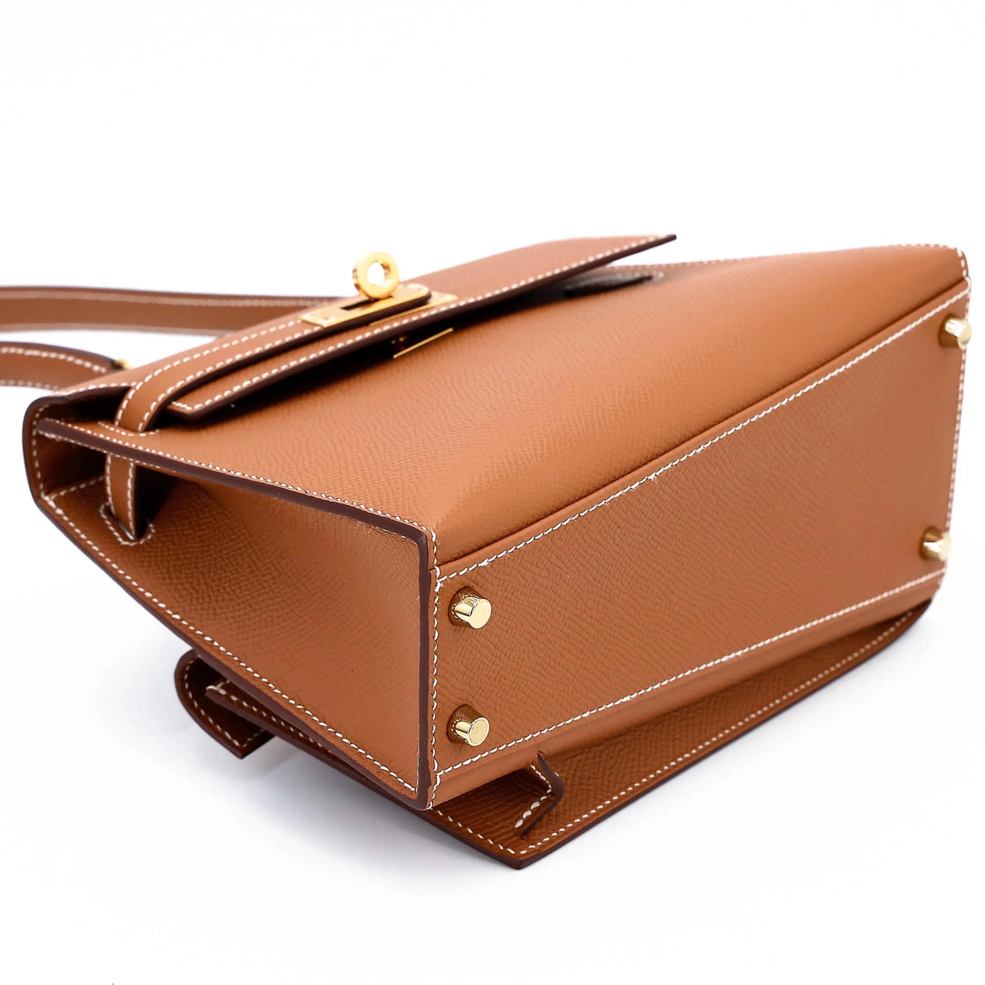 SA超美品 HERMÈS 愛馬仕 限量收藏款 Kelly 20 en Desordre 37 金棕色 Gold Epsom牛皮 金扣 B刻 2023年 - 7