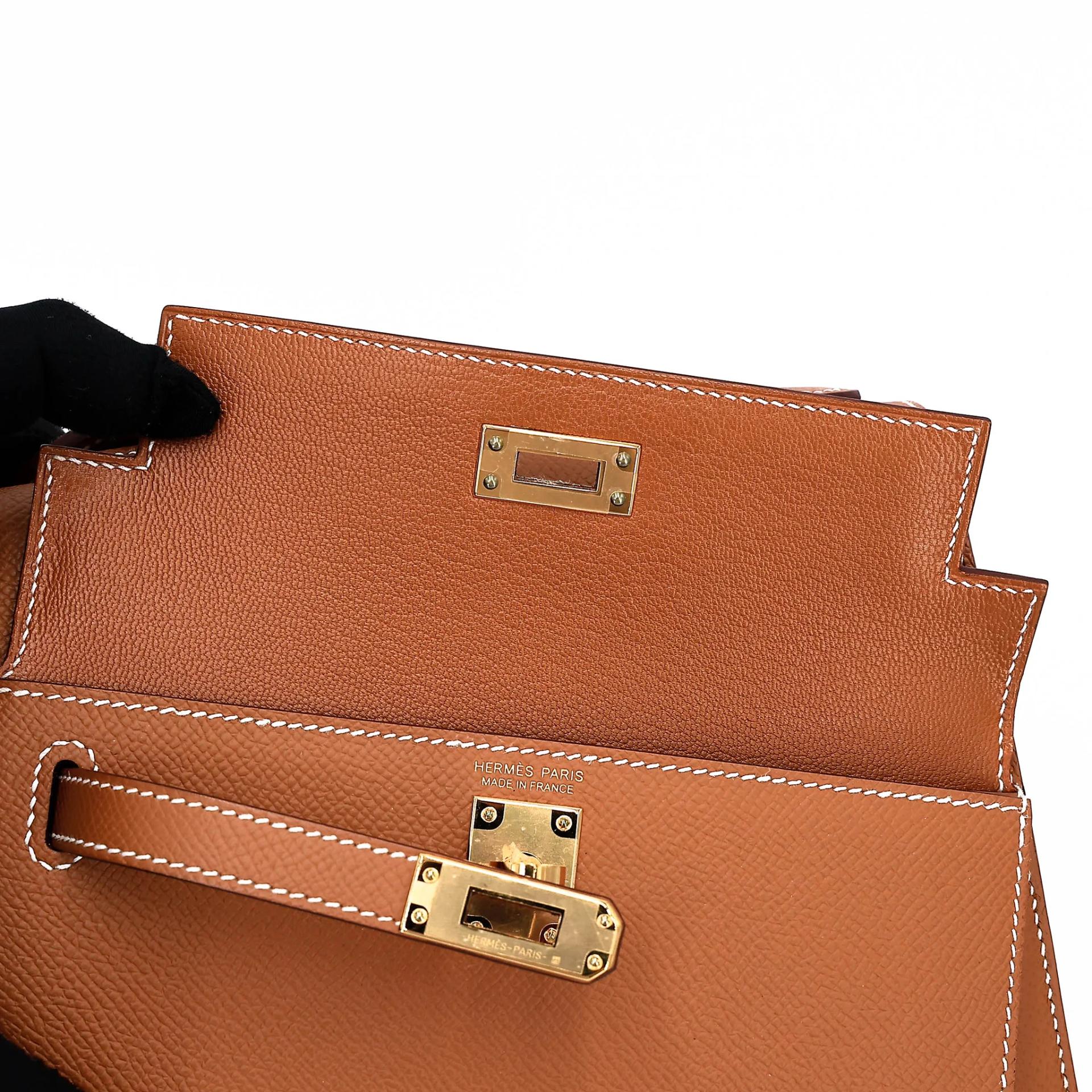 SA超美品 HERMÈS 愛馬仕 限量收藏款 Kelly 20 en Desordre 37 金棕色 Gold Epsom牛皮 金扣 B刻 2023年 - 13