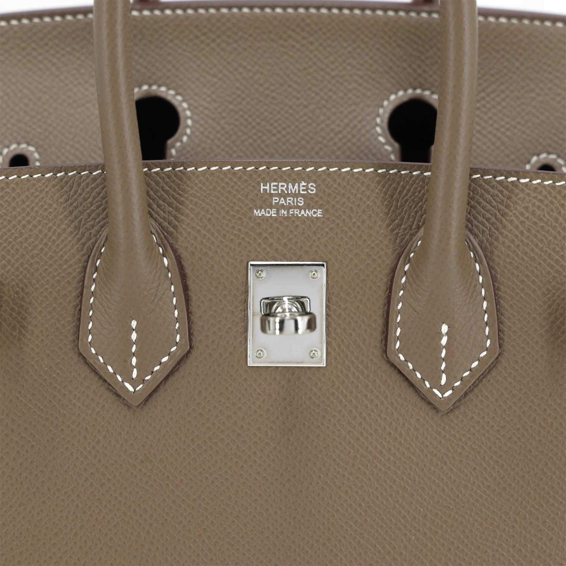 Excellent ( Rank SA ) HERMÈS Birkin 25 Sellier Etoupe (18) Epsom Palladium hardware Z (2021) - 10