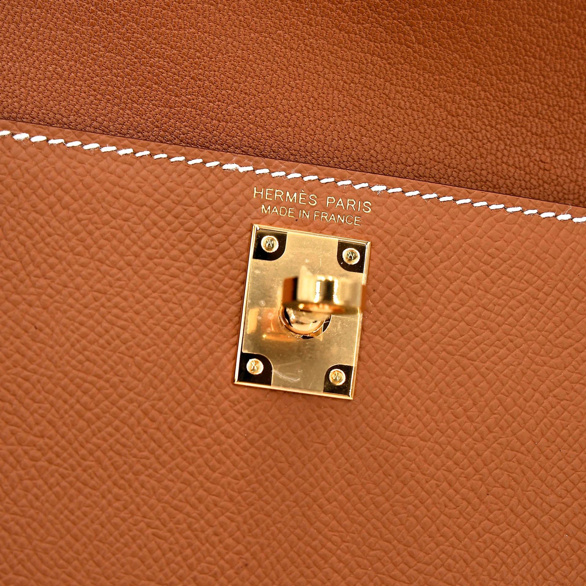SA超美品 HERMÈS 愛馬仕 限量收藏款 Kelly 20 en Desordre 37 金棕色 Gold Epsom牛皮 金扣 B刻 2023年 - 14