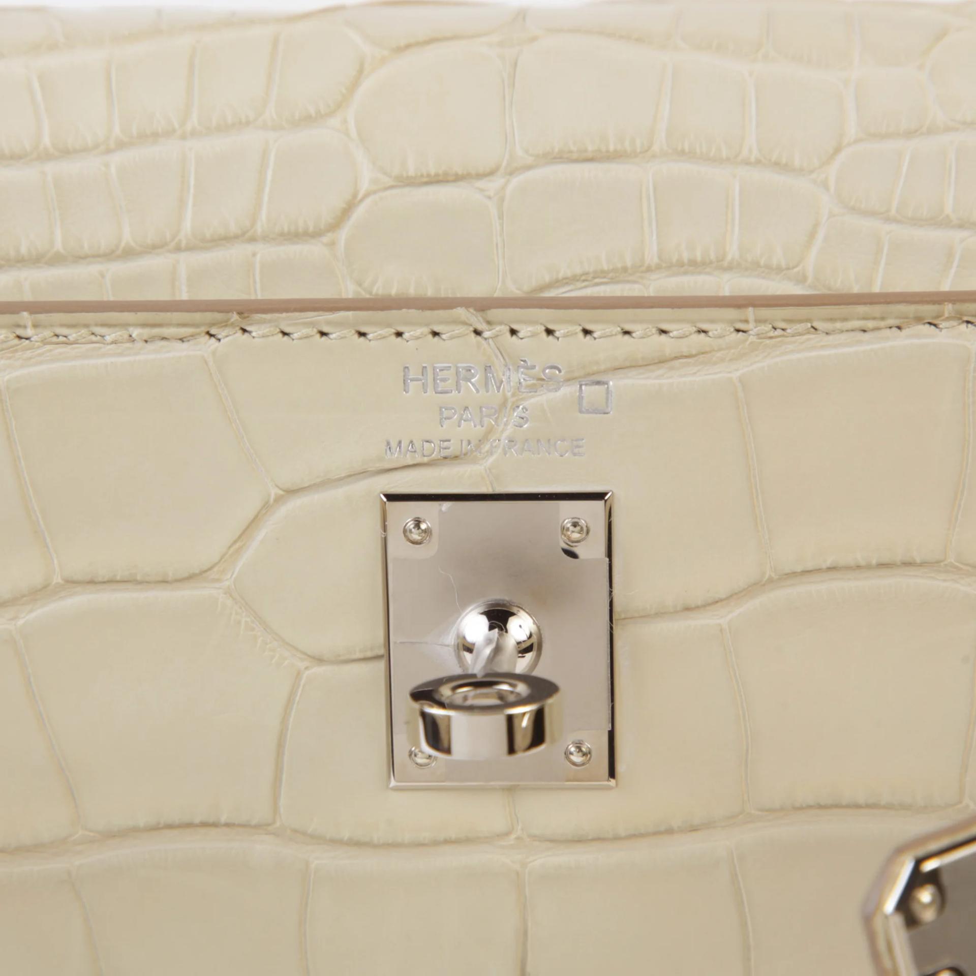 Unused ( Rank NS ) HERMÈS Kelly 25 Beton (8L) Matte Alligator Palladium hardware U (2022) - 9