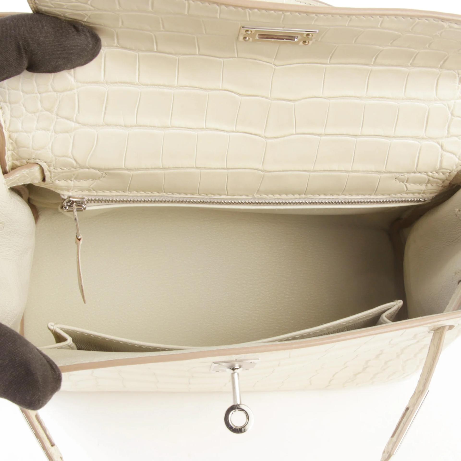 Unused ( Rank NS ) HERMÈS Kelly 25 Beton (8L) Matte Alligator Palladium hardware U (2022) - 10