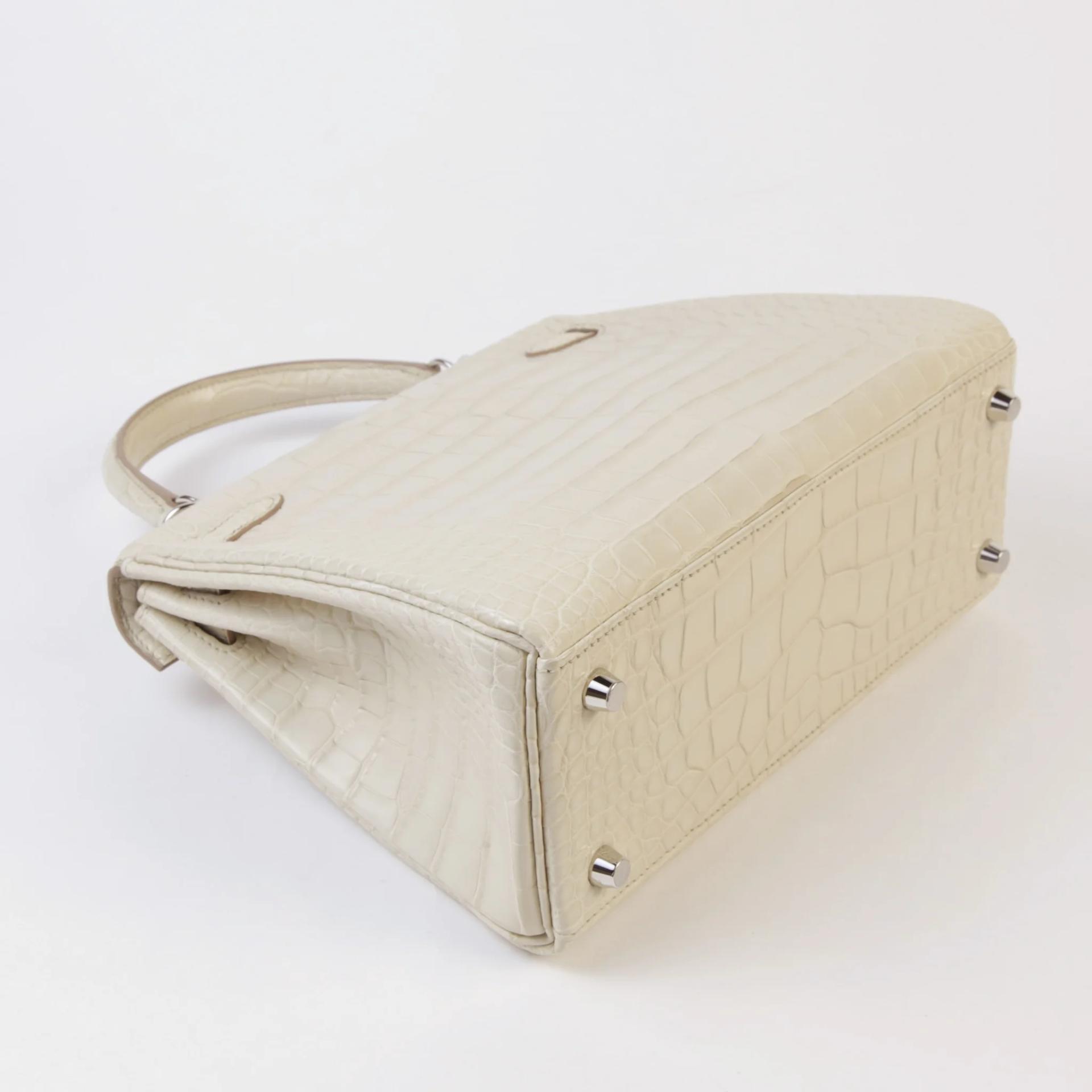 Unused ( Rank NS ) HERMÈS Kelly 25 Beton (8L) Matte Alligator Palladium hardware U (2022) - 6